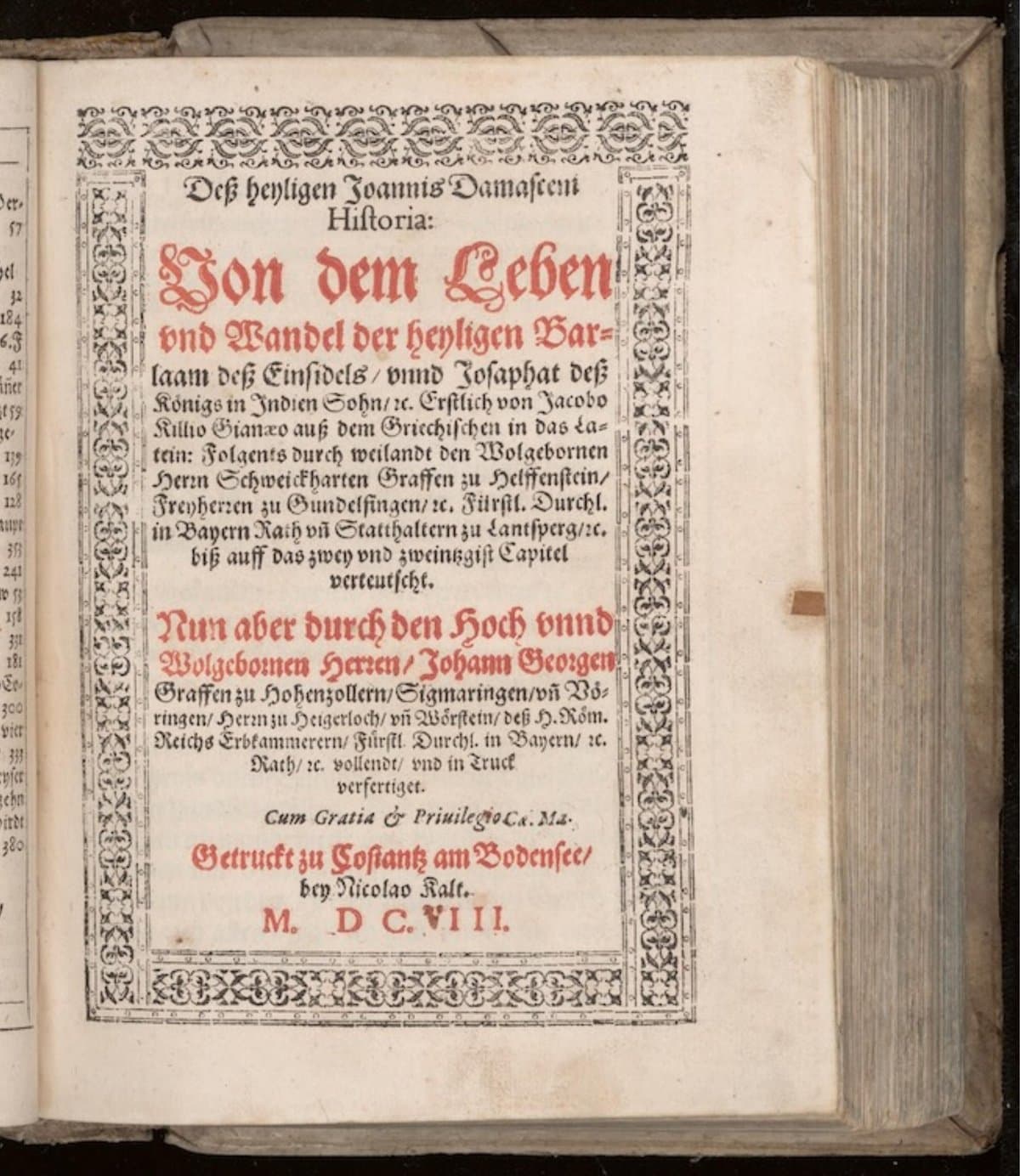 Historia: von dem Leben und Wandel der heyligen Barlaam dess Einsidels, unnd Josaphat dess König in Indien Sohn