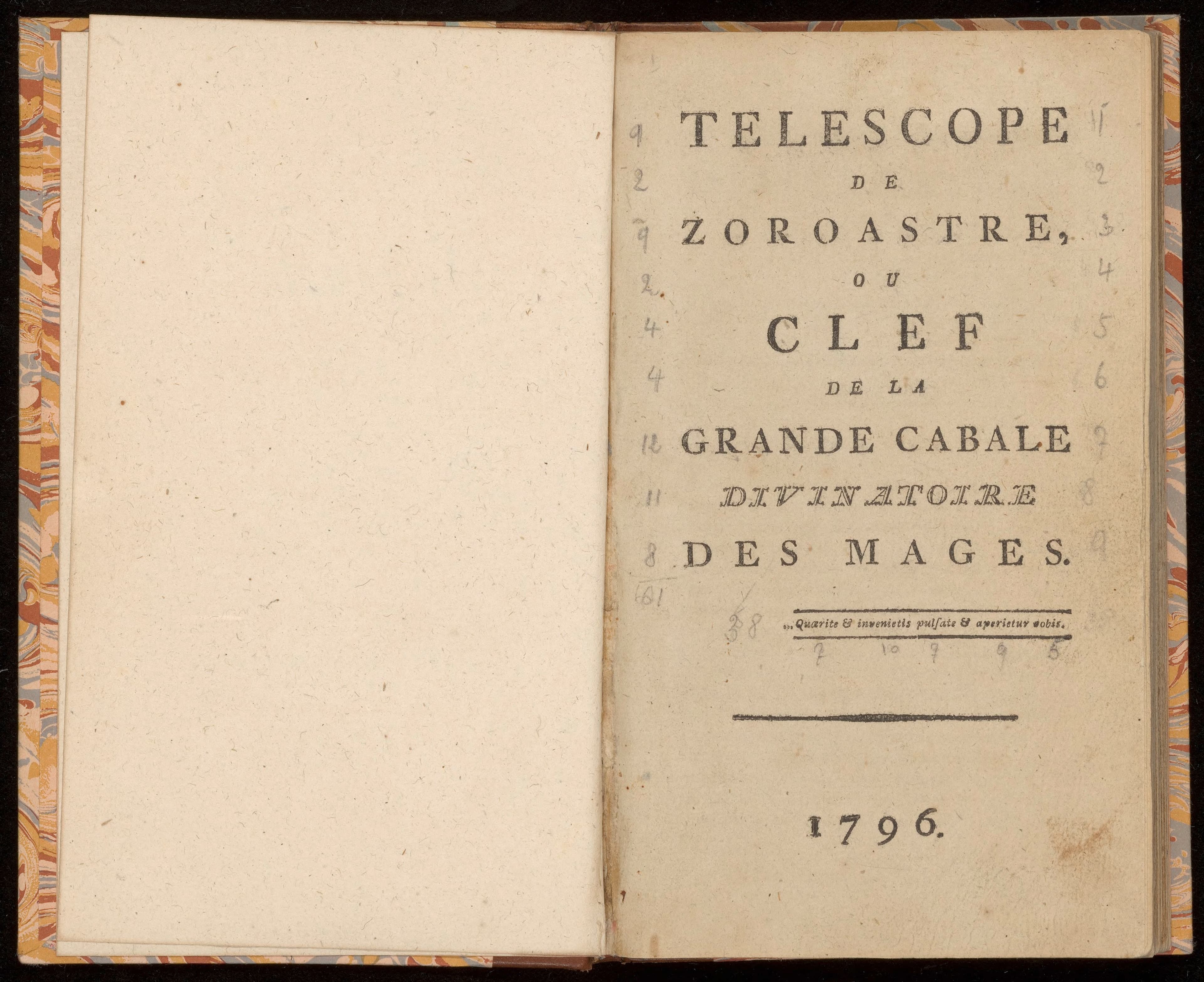 Téléscope de Zoroastre, ou clef de la grande cabale divinatoire des mages