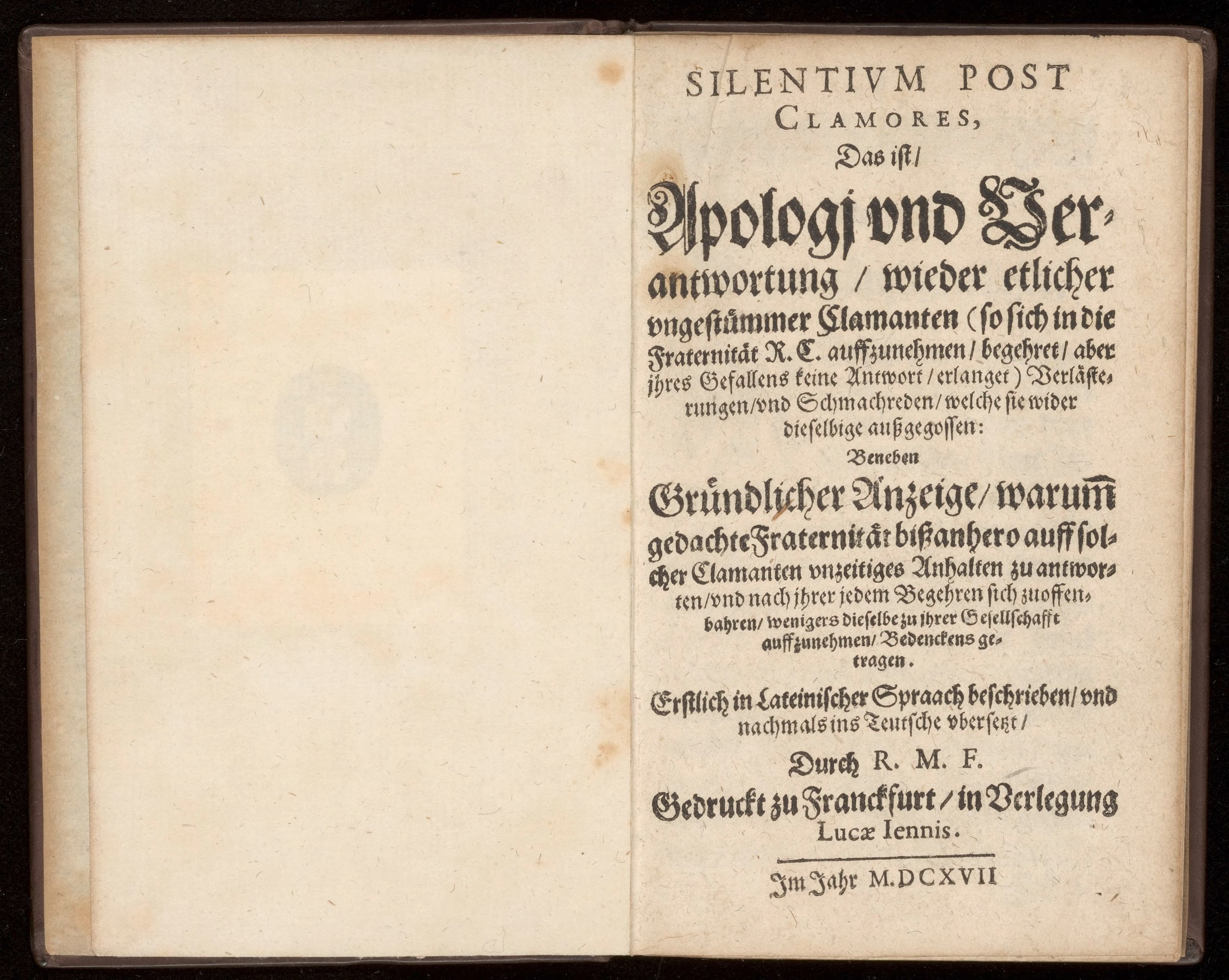 Silentium post clamores, das ist, Apologi und Verantwortung