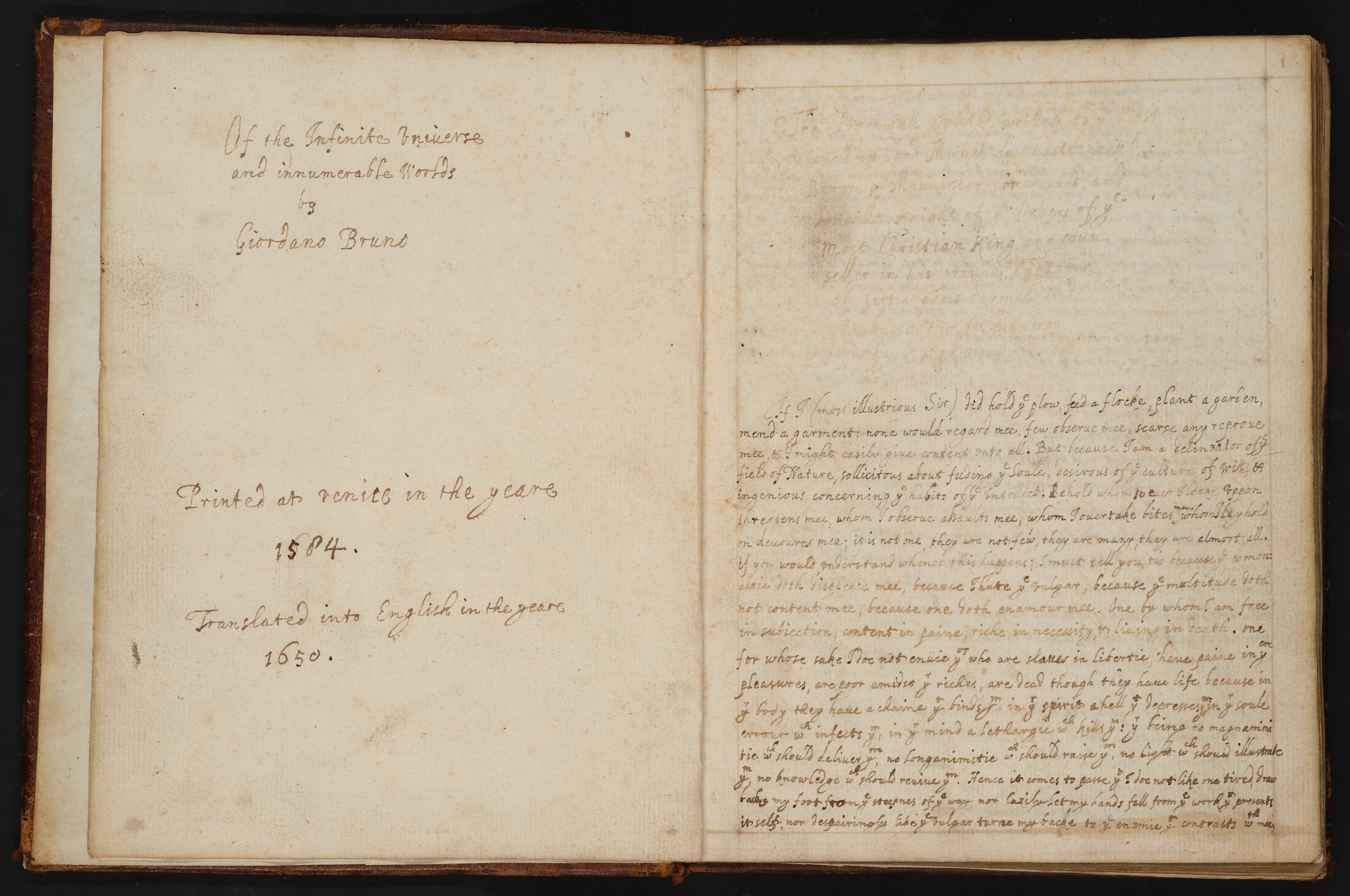 Of the Infinite Universe and Innumerable Worlds — Giordano Bruno (PH218)