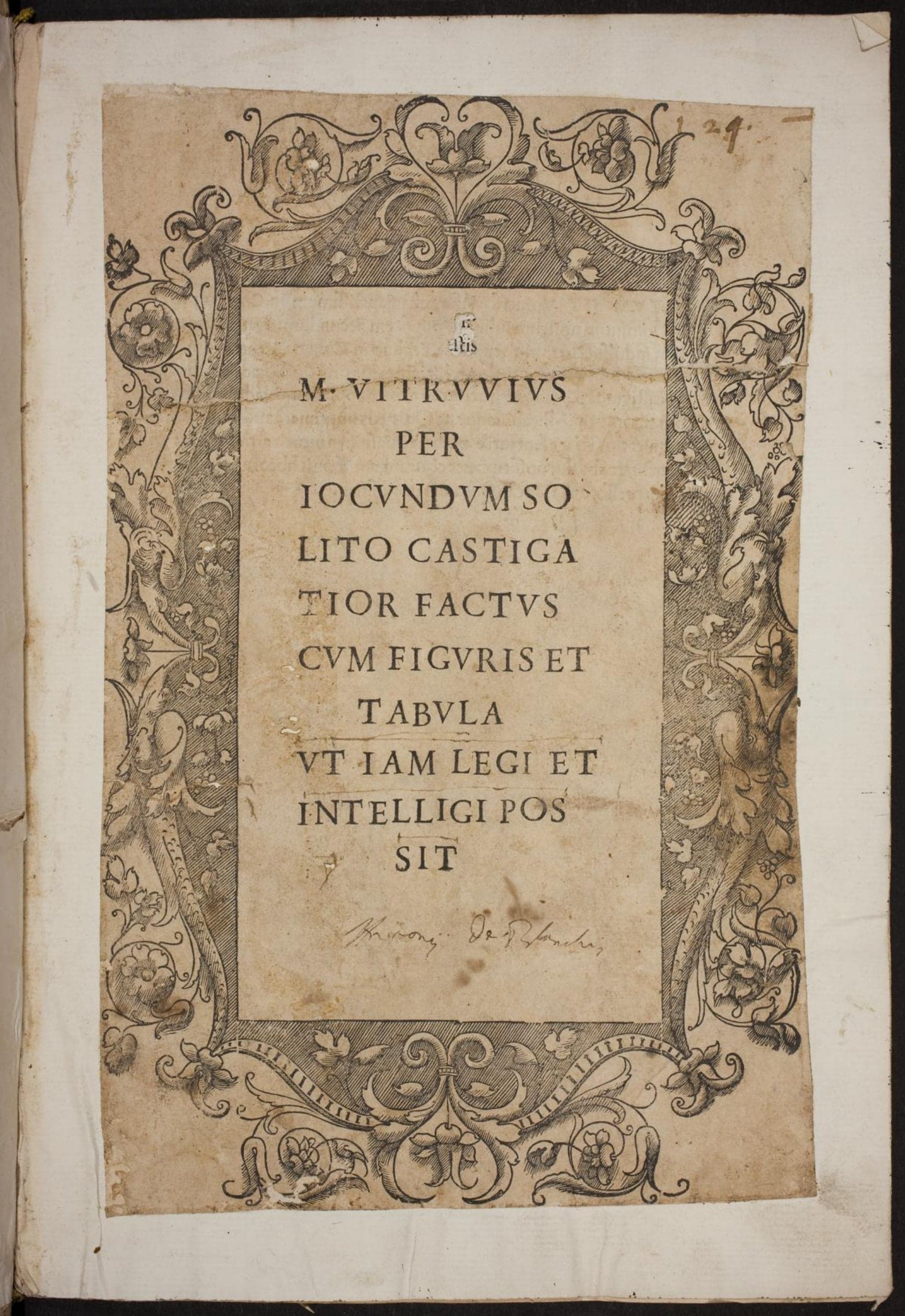 M. Vitruvius per Iocundum solito castigatior factus cum figuris et tabula ut iam legi et intelligi possit