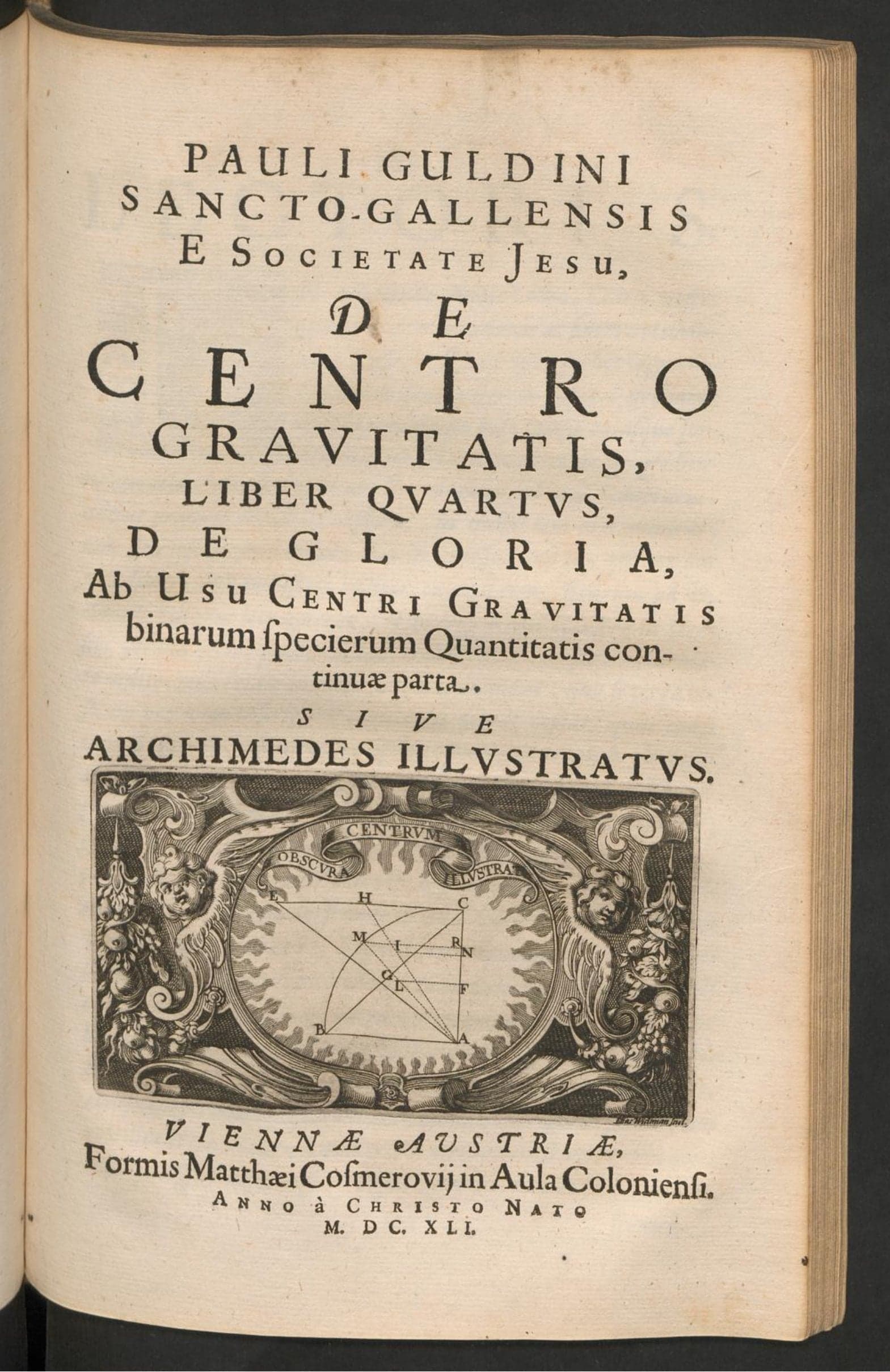 De Centro Gravitatis, Liber Quartus, De Gloria, Ab Usu Centri Gravitatis binarum specierum Quantitatis continuae parta. Sive Archimedes Illustratus