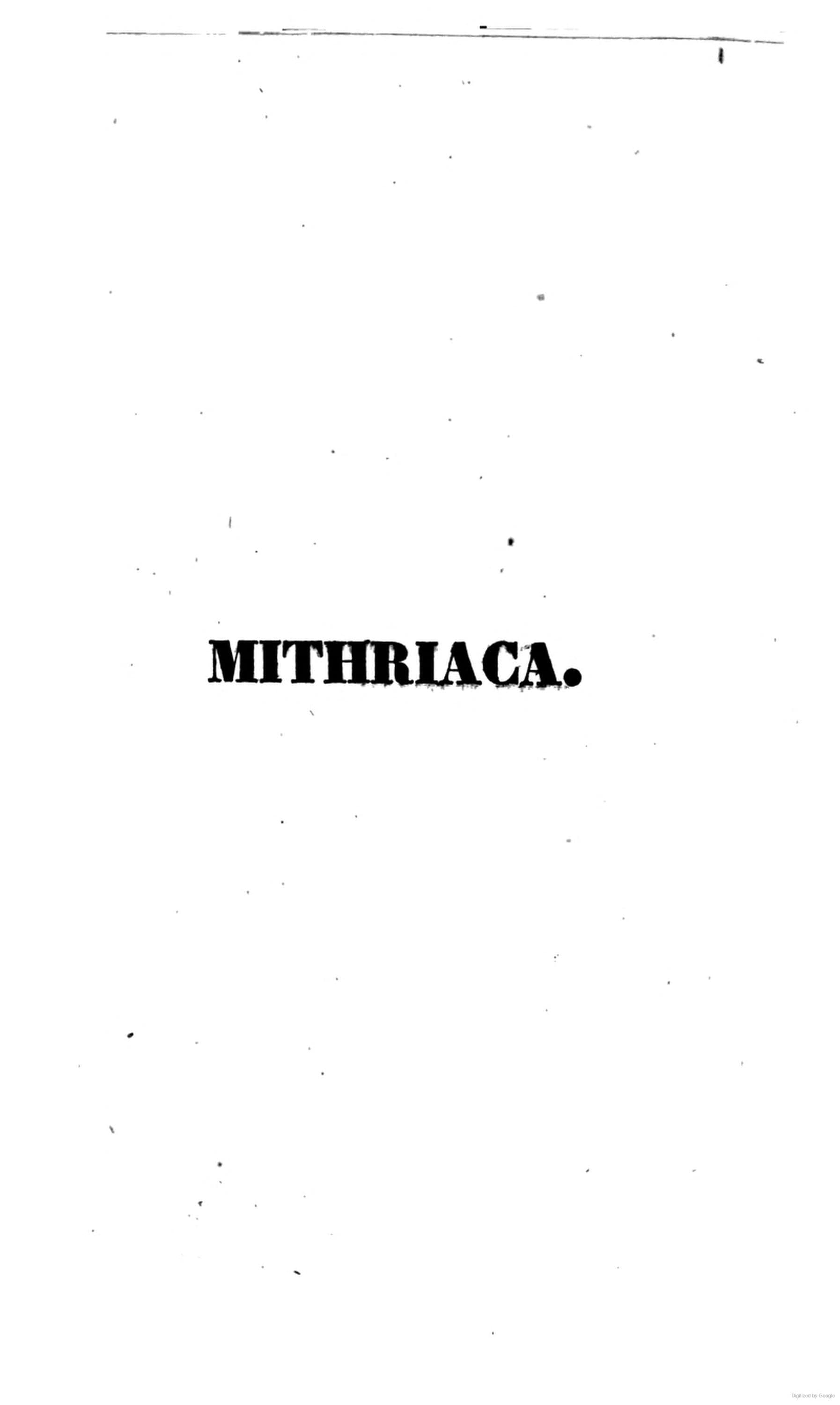 Mithriaca: Academic Memoir on the Solar Cult of Mithra