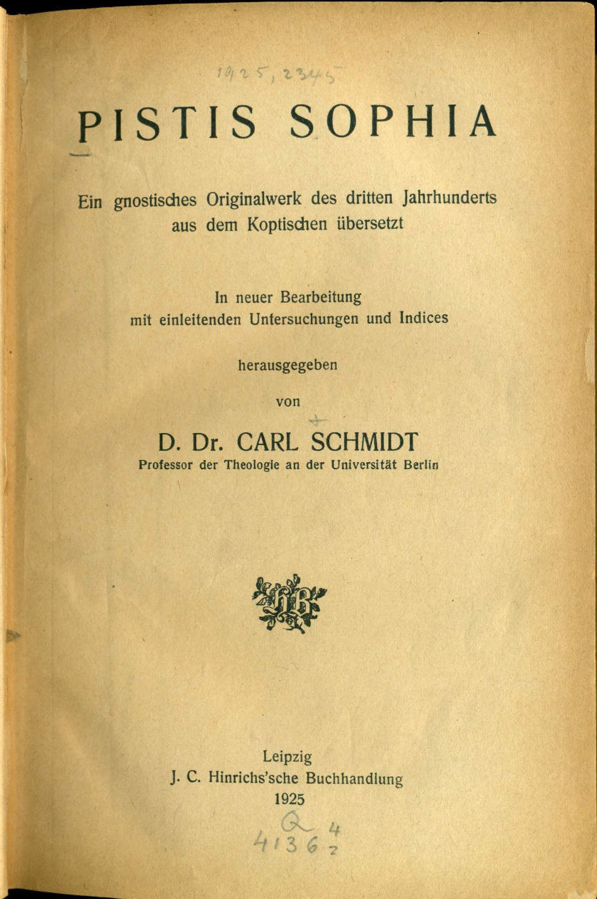 Pistis Sophia: Ein Gnostisches Originalwerk des 3. Jahrhunderts