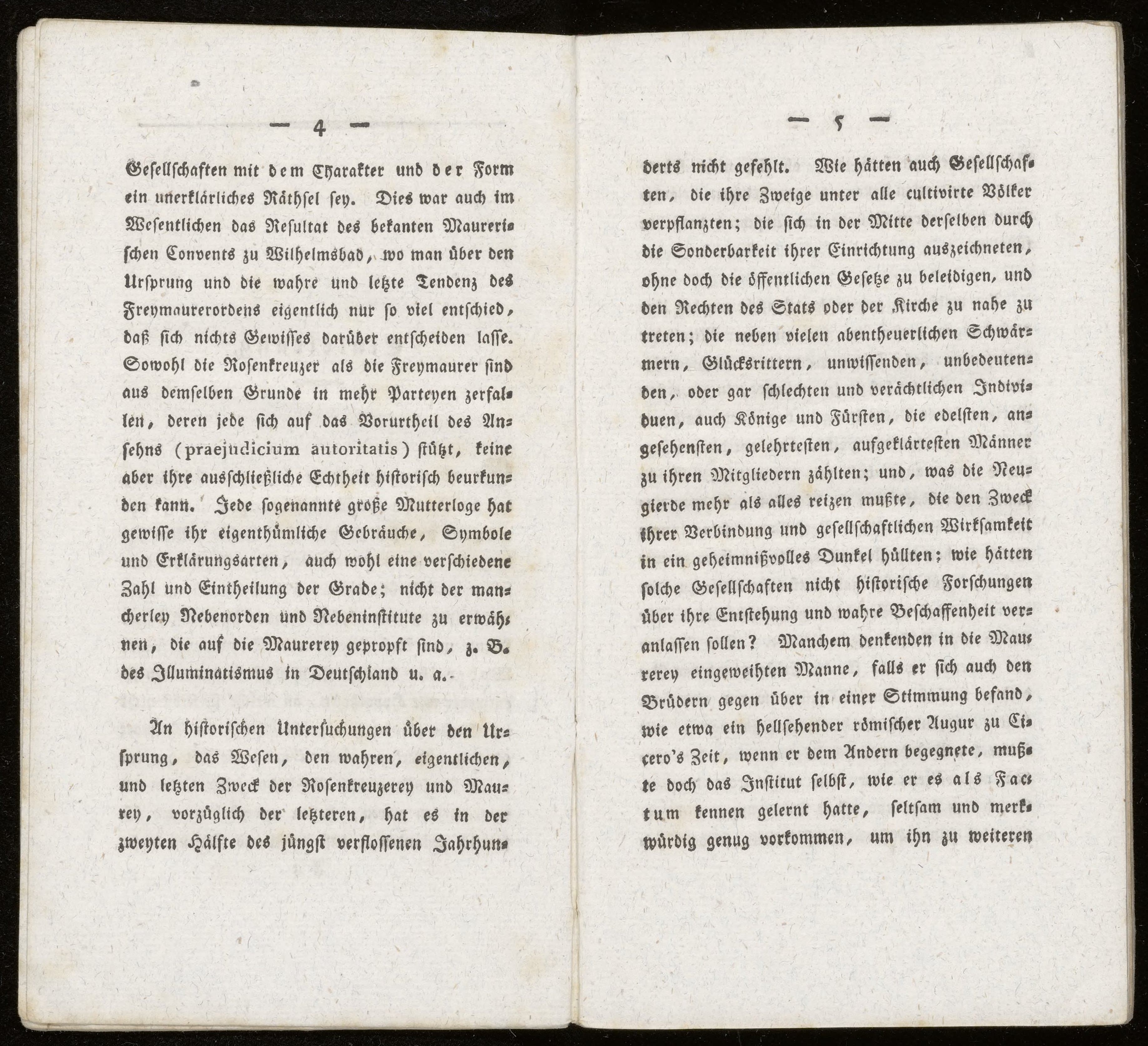 Ueber den Ursprung und die vornehmsten Schicksale der Orden der Rosenkreuzer und Freymaurer