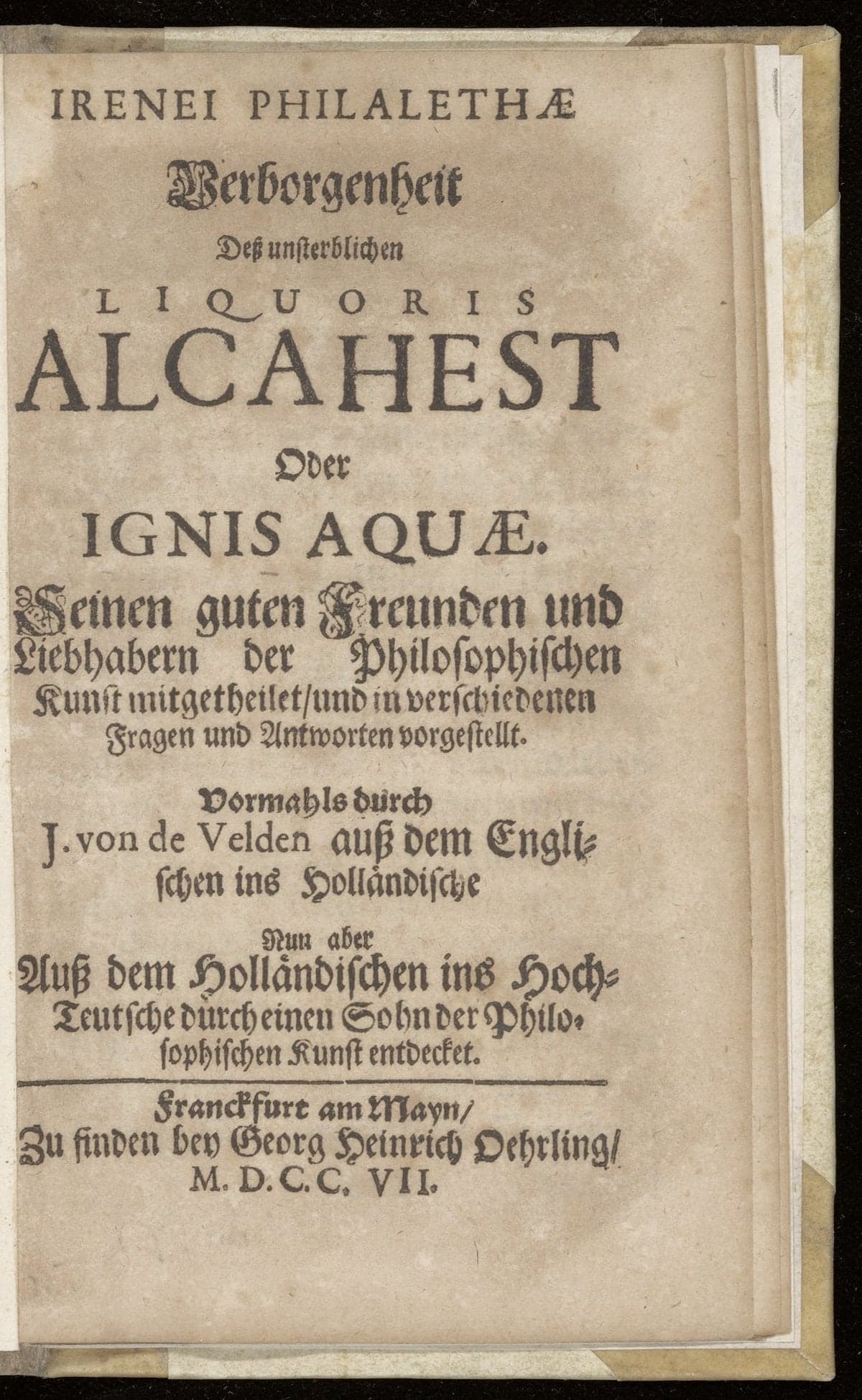 Verborgenheit des unsterblichen liquoris alcahest