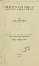 The Economic Principles of Confucius and His School