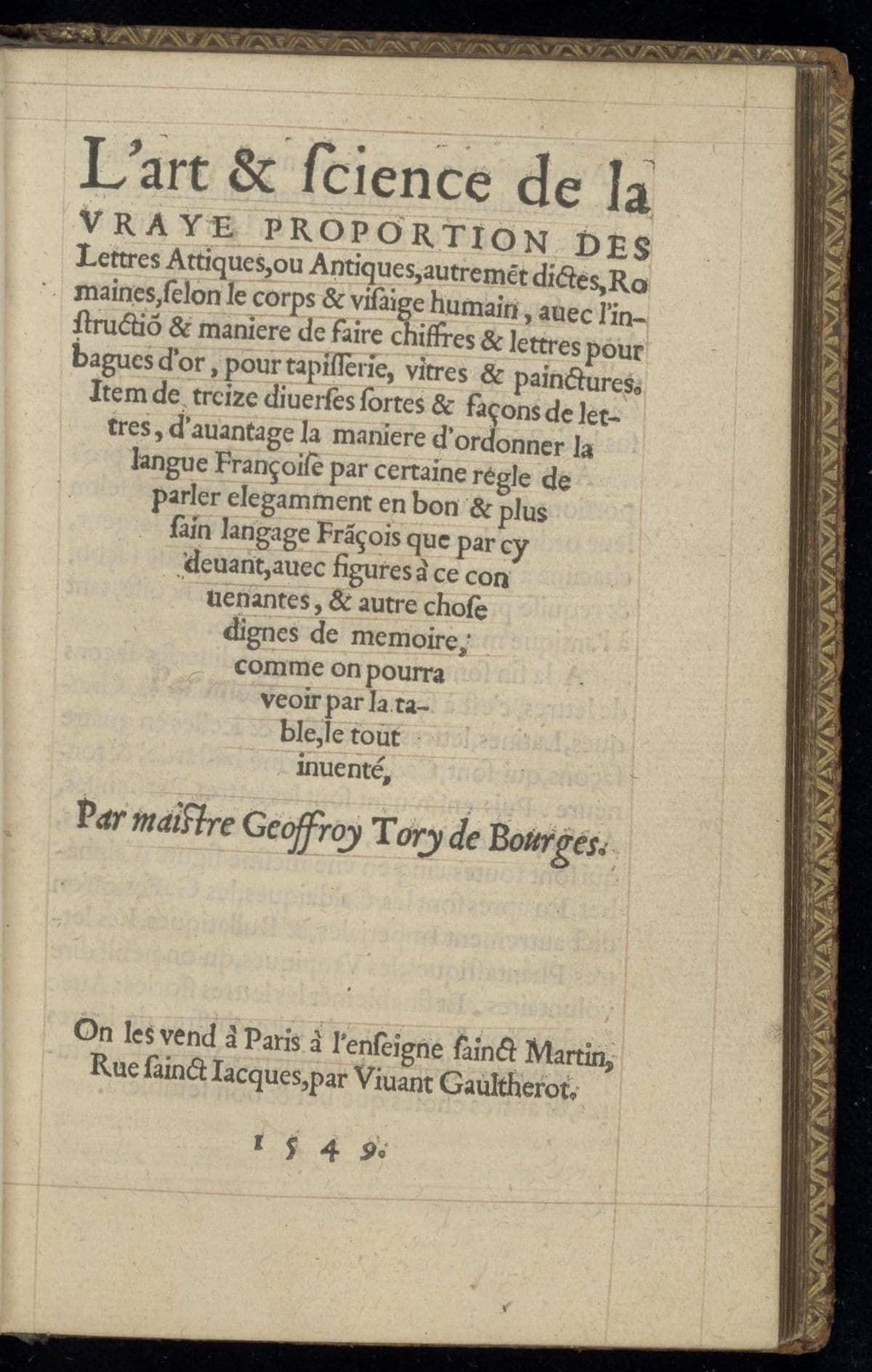 L'art et science de la vraye proportion des lettres attiques