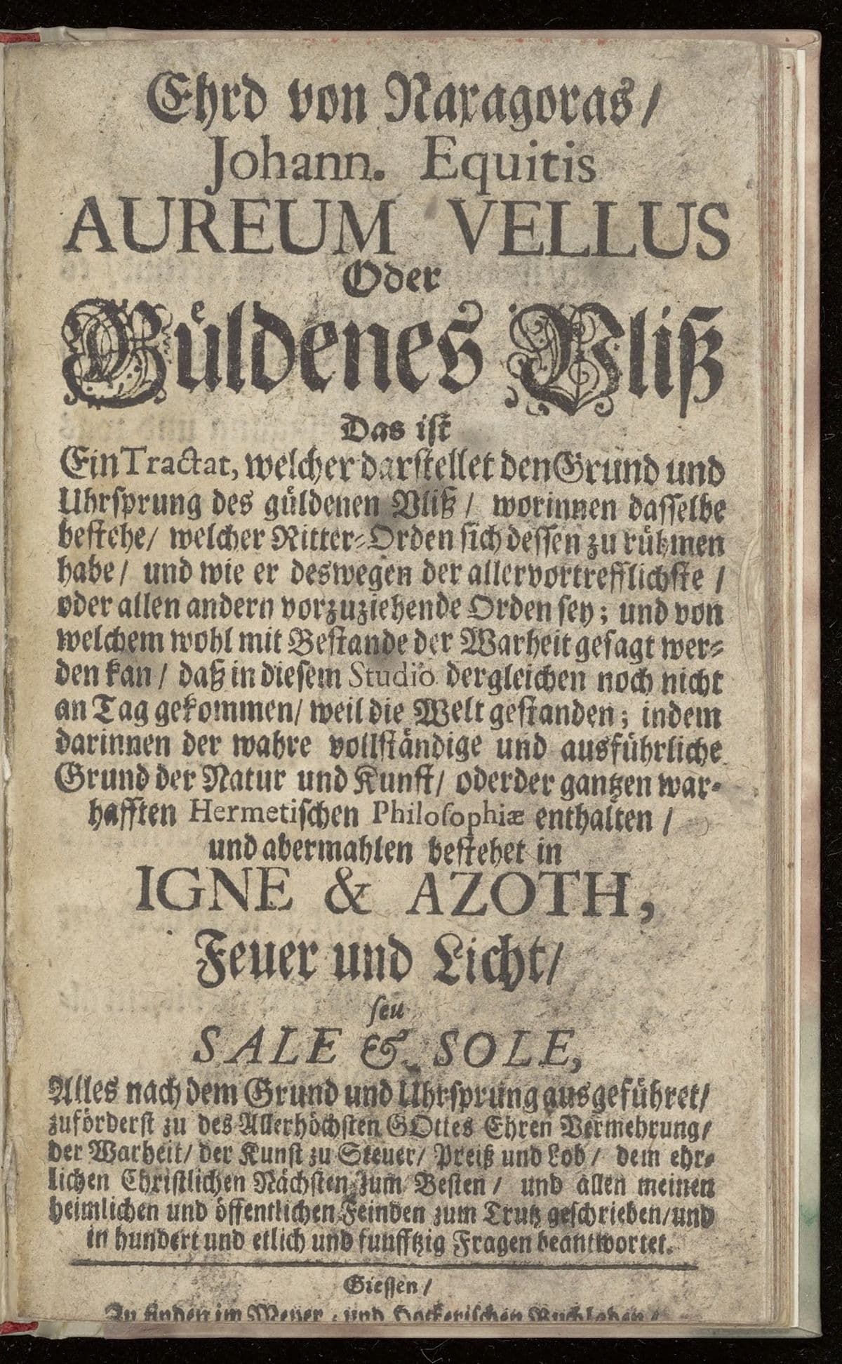 Aureum vellus oder Güldenes Vliss