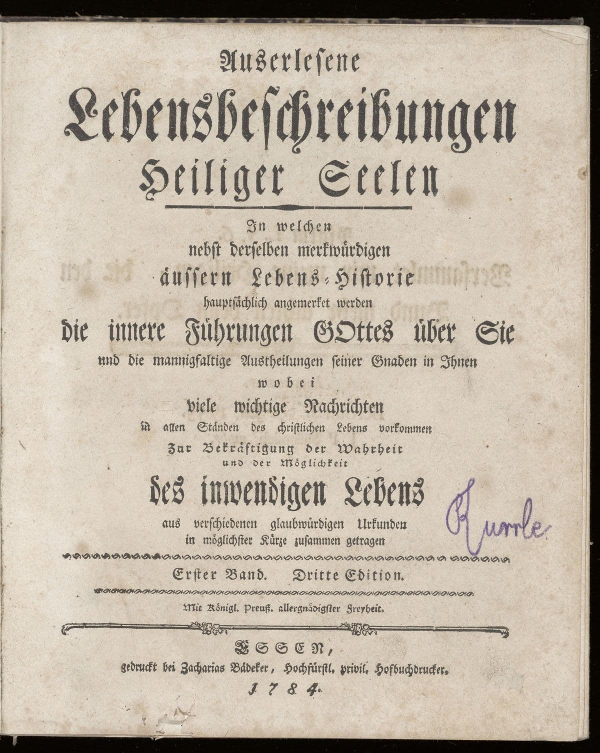 Auserlesene Lebensbeschreibungen heiliger Seelen