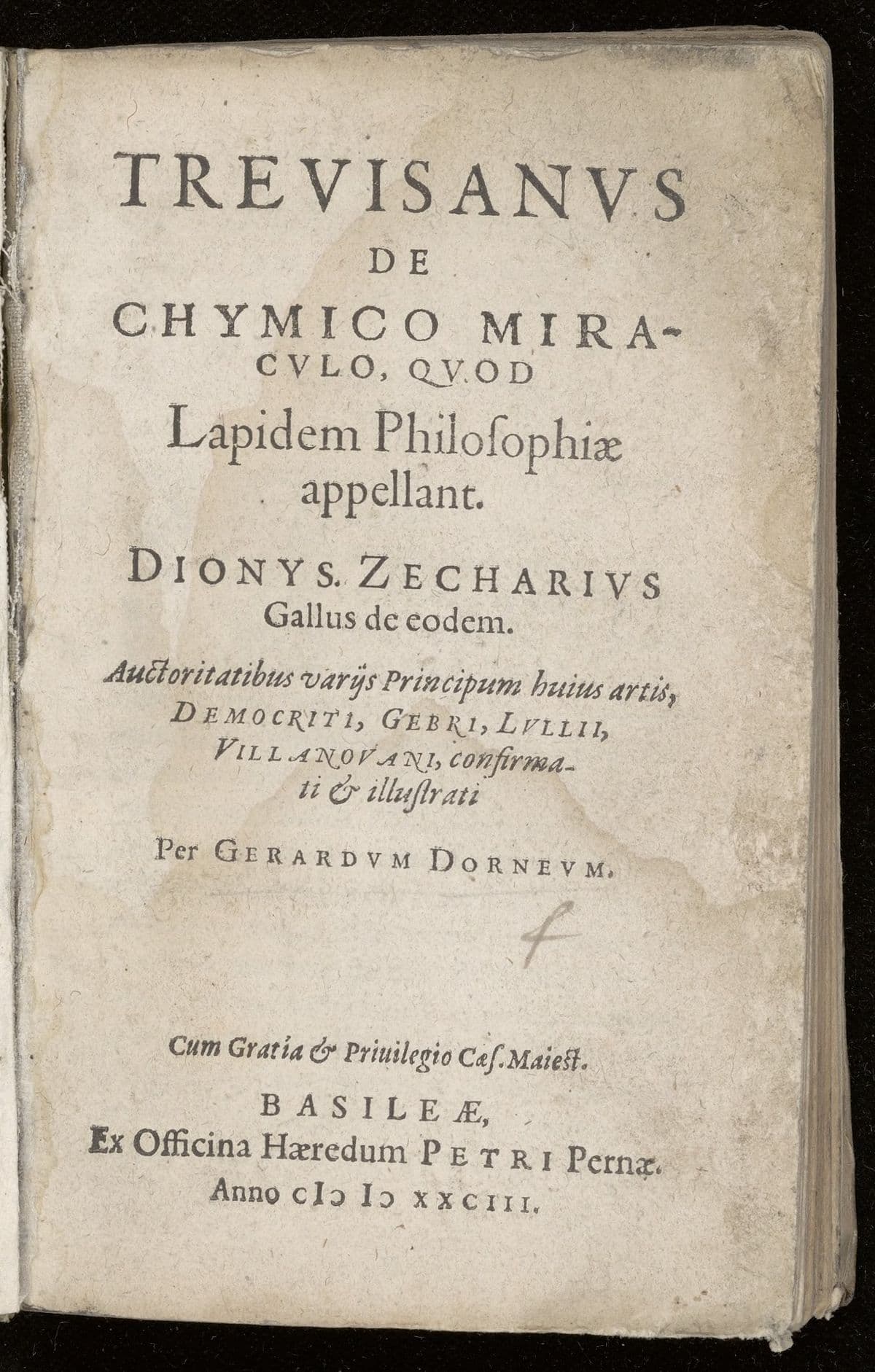 De chymico miraculo, quod lapidem philosophiae appellant