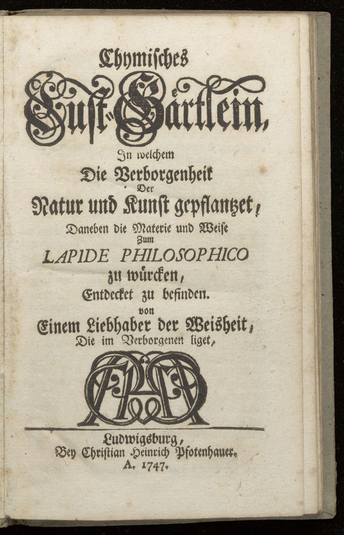 Chymisches Lust-Gärtlein