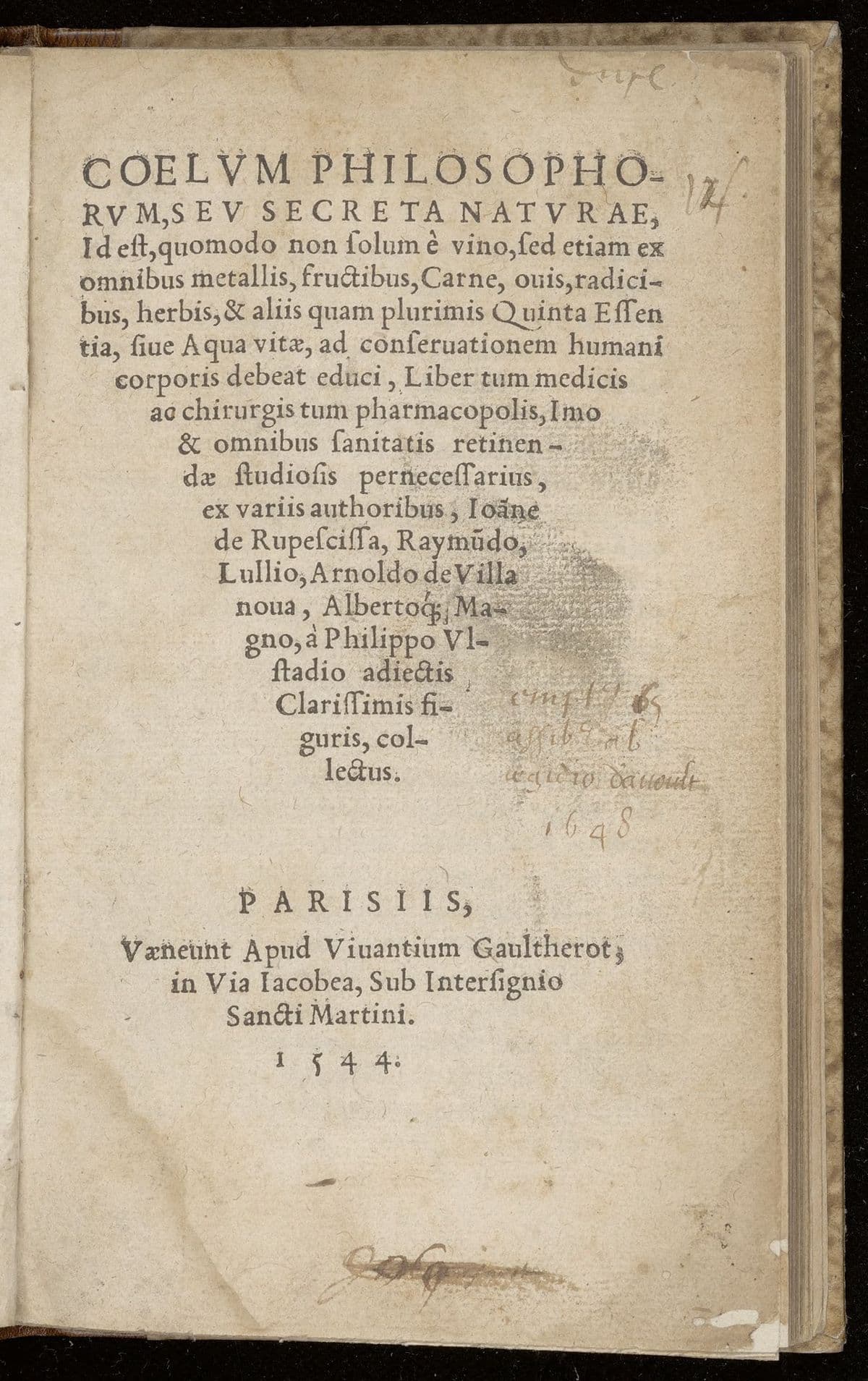 Coelum philosophorum, seu secreta naturae