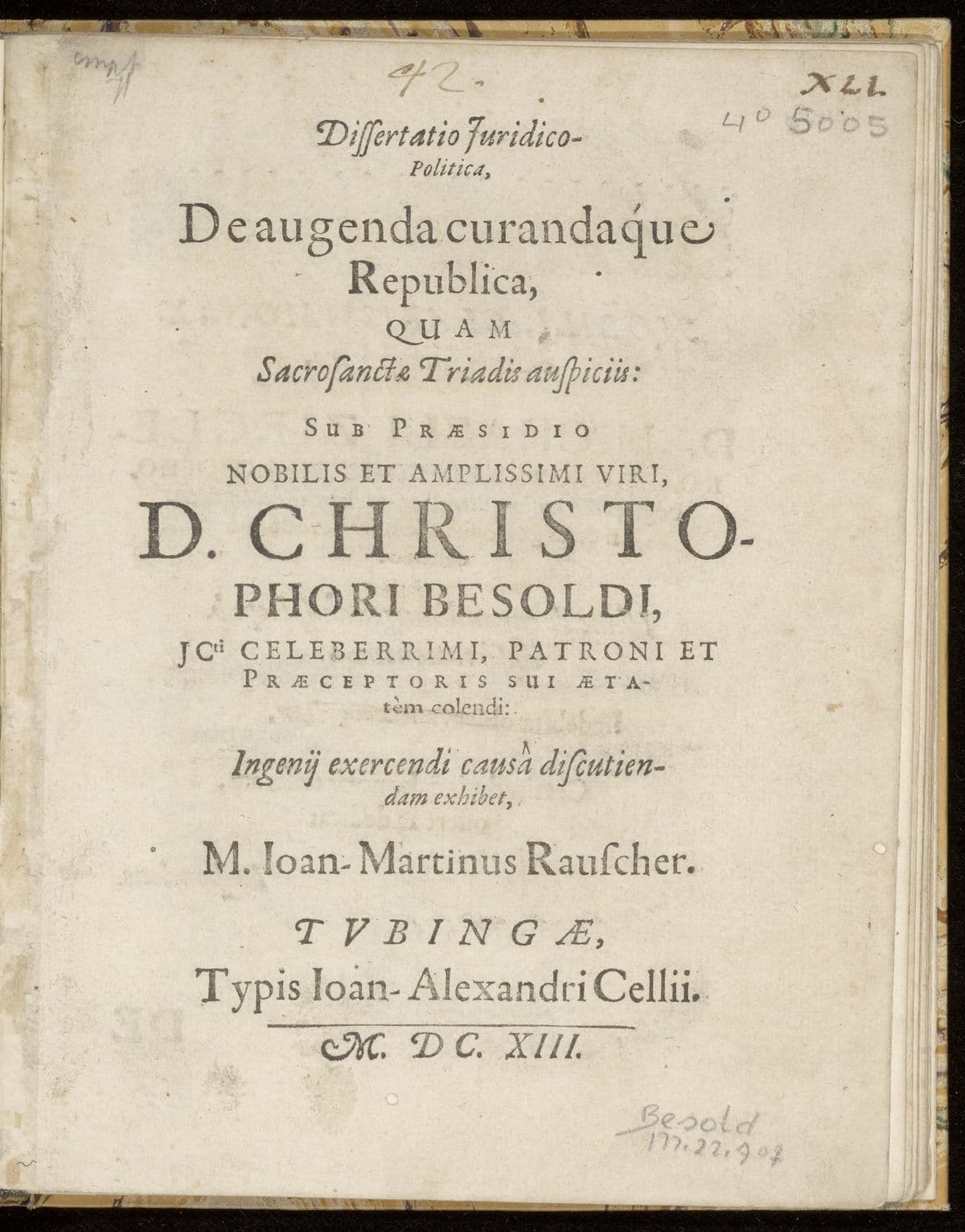 Dissertatio juridico-politica, de augenda curandaque republica