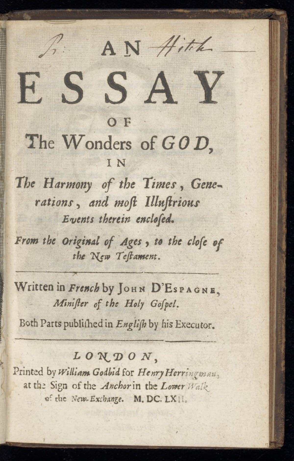 An essay of the wonders of God