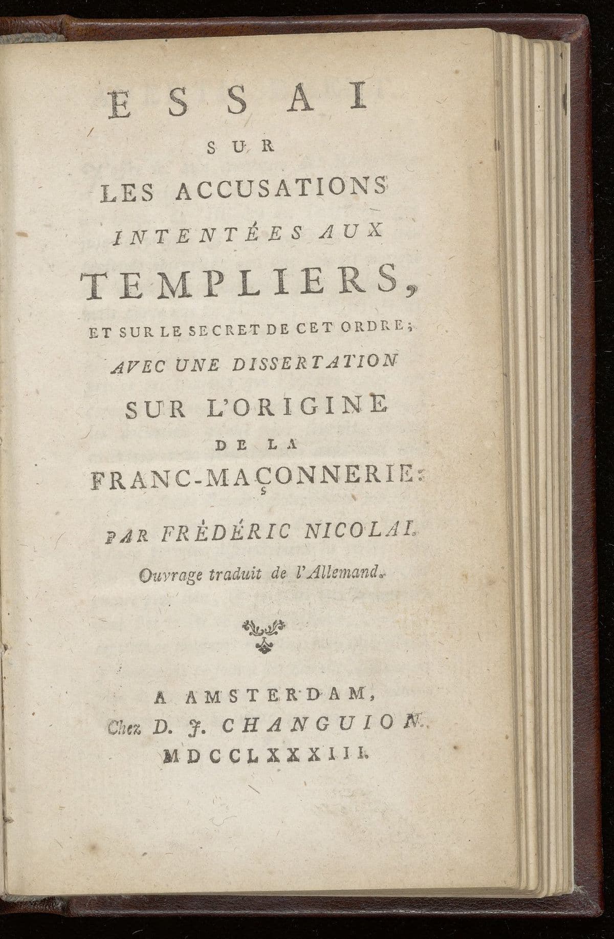 Essai sur les accusations intentées aux Templiers