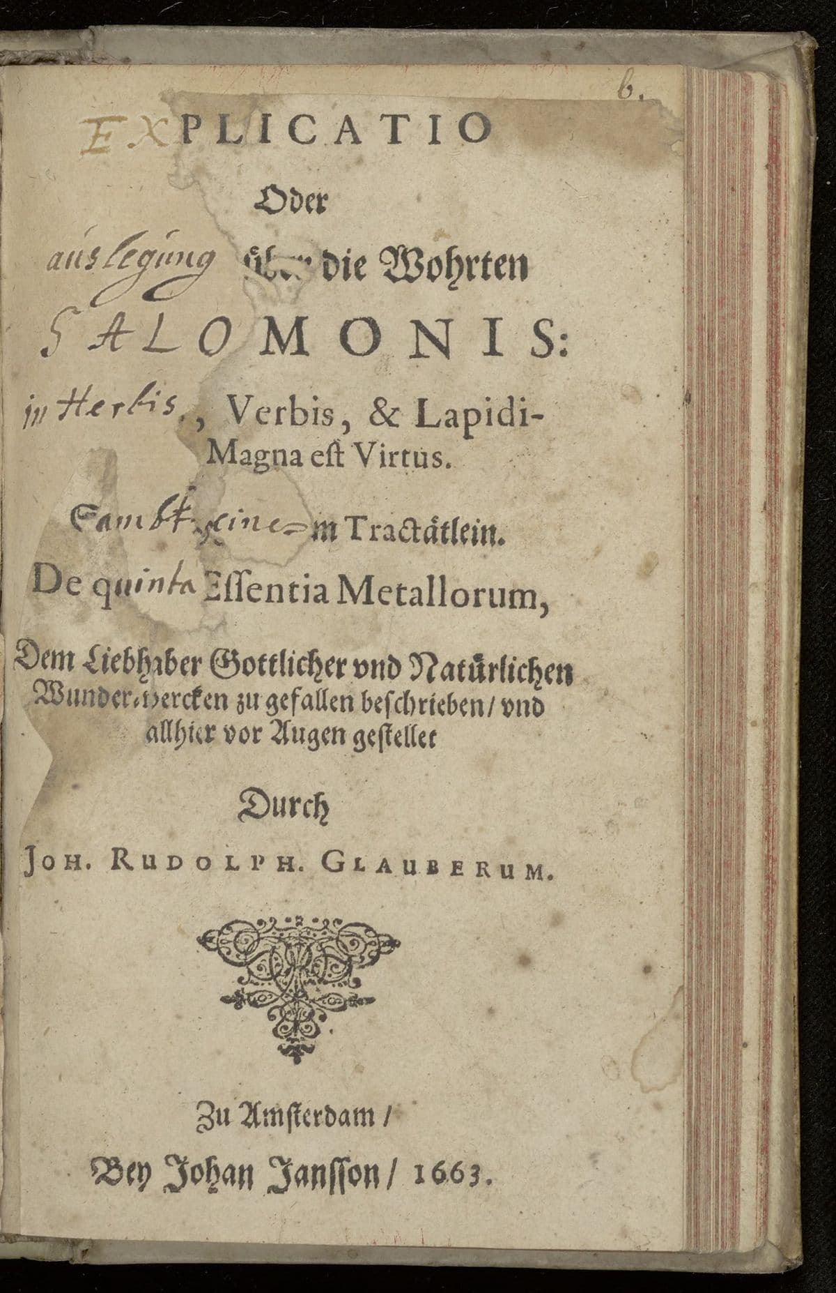 Explicatio oder Ausslegung über die Wohrten Salomonis