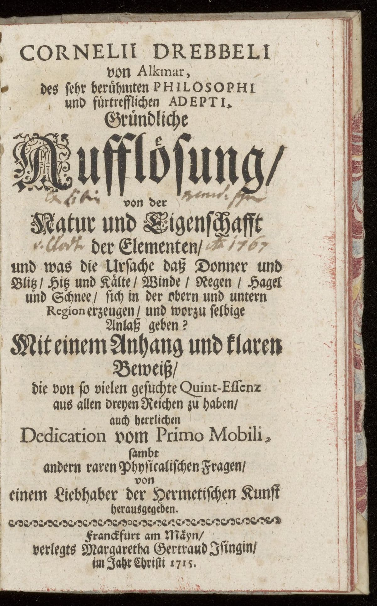Gründliche Aufflösung von der Natur und Eigenschafft der Elementen