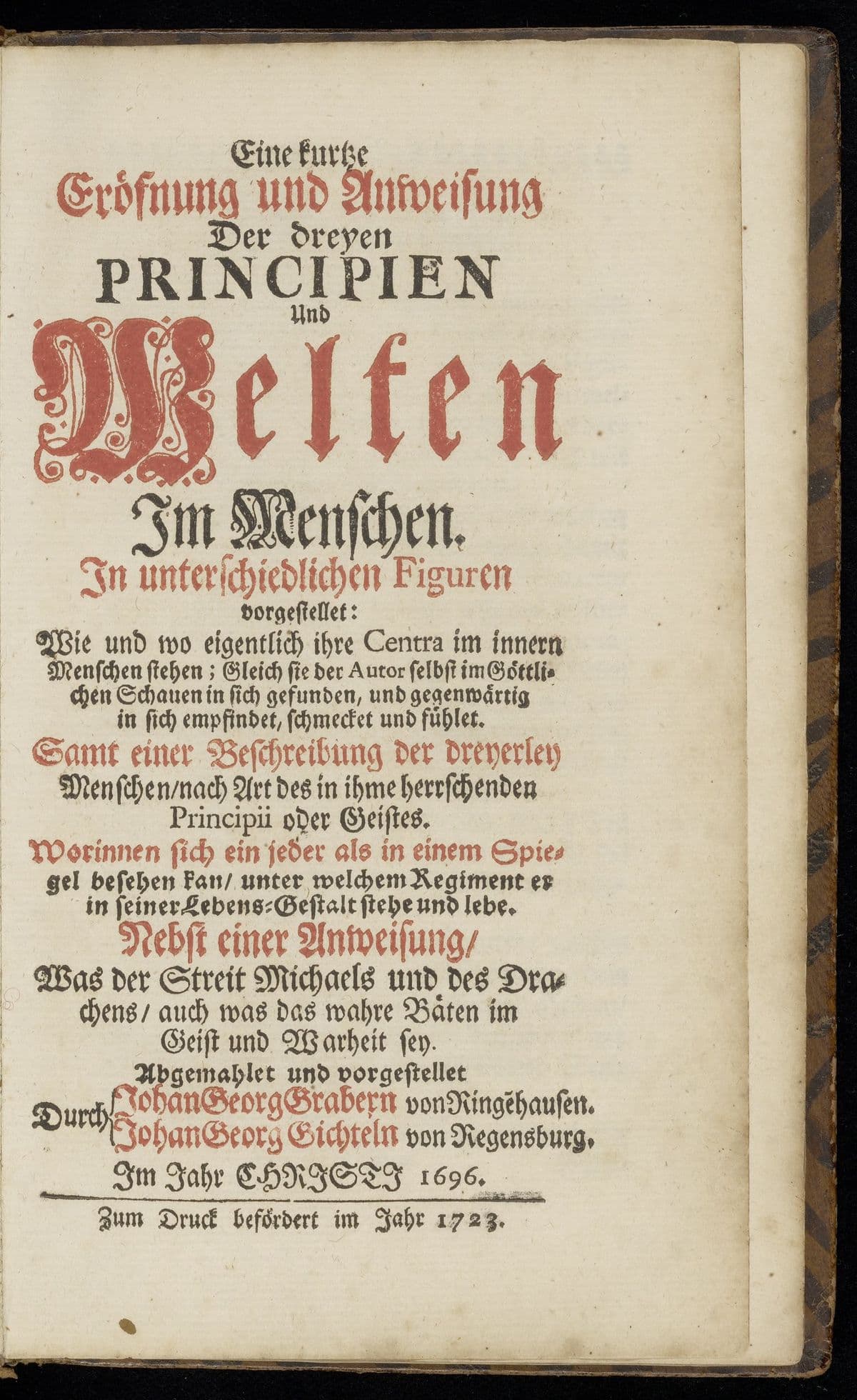 Eine kurtze Eröfnung und Anweisung der dreyen Principien und Welten im Menschen