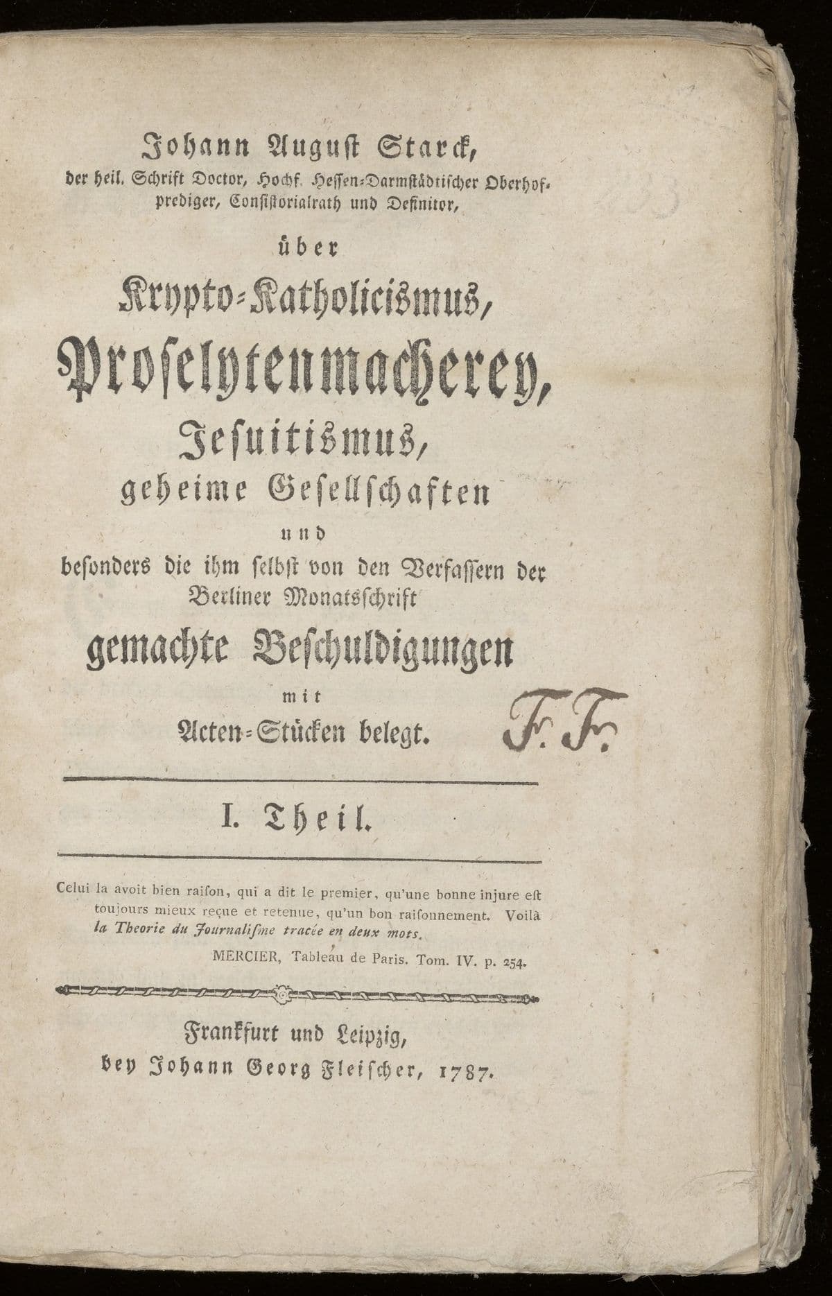 Über Krypto-Katholicismus, Proselytenmacherey, Jesuitismus, geheime Gesellschaften