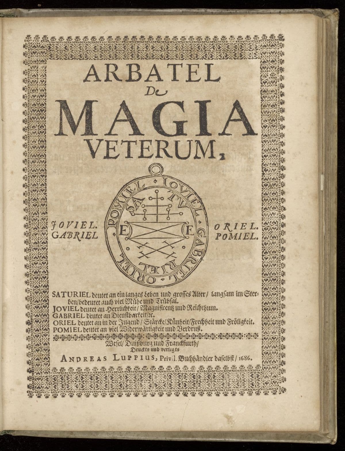 Arbatel. De magia veterum
