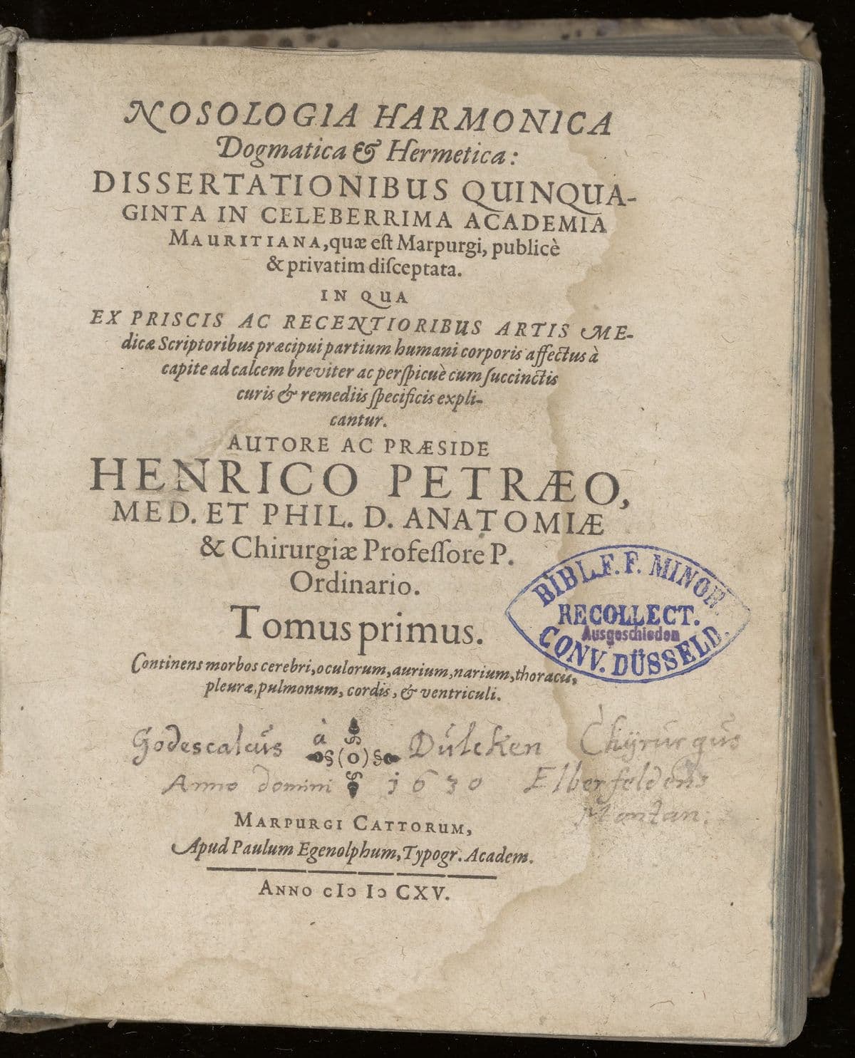 Nosologia harmonica dogmatica & hermetica