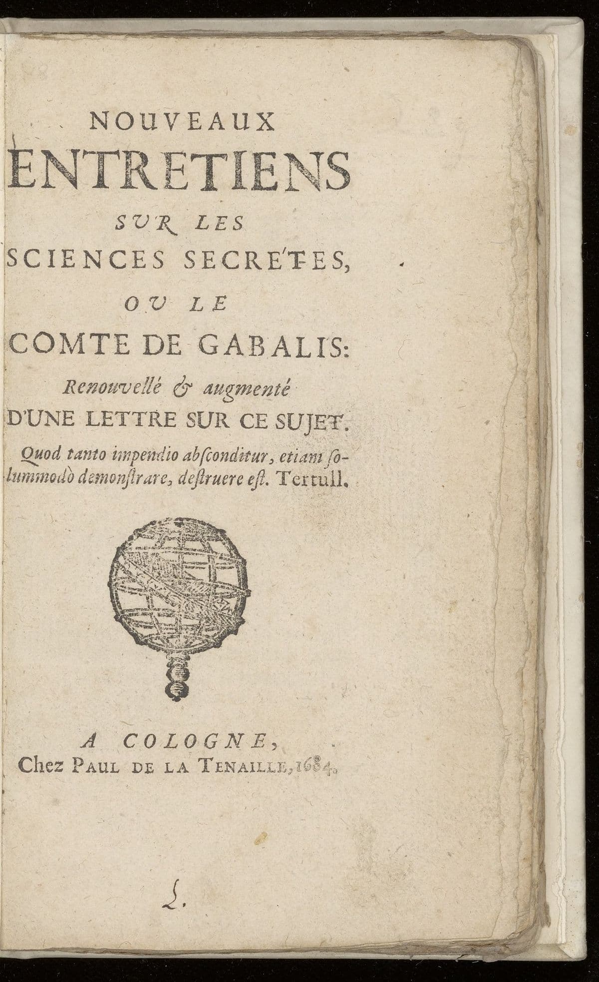 Nouveaux entretiens sur les sciences secrètes, ou le Comte de Gabalis