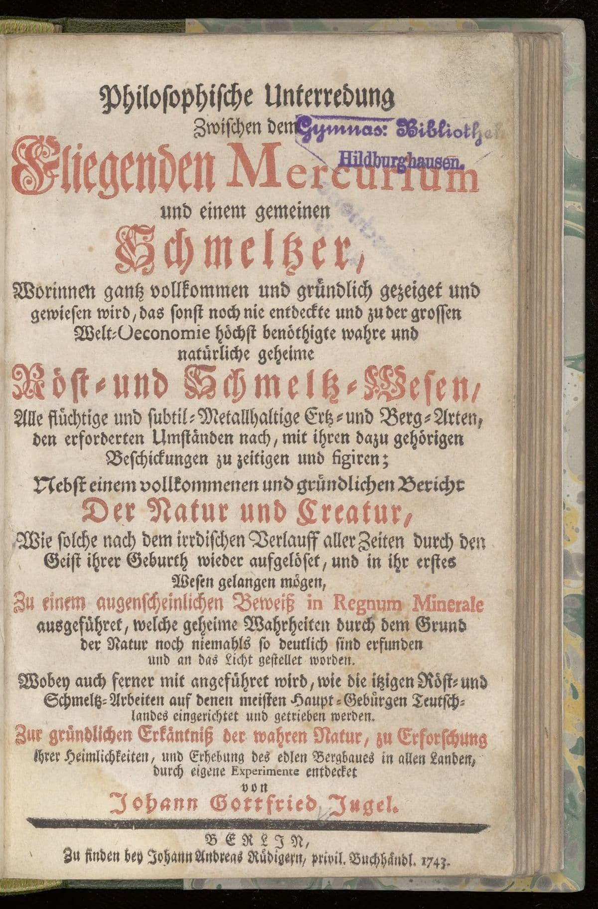 Philosophische Unterredung zwischen dem fliegenden Mercurium und einem gemeinen Schmeltzer
