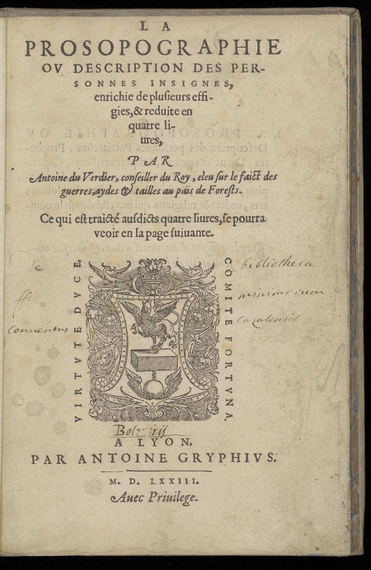 La prosopographie ou description des personnes insignes