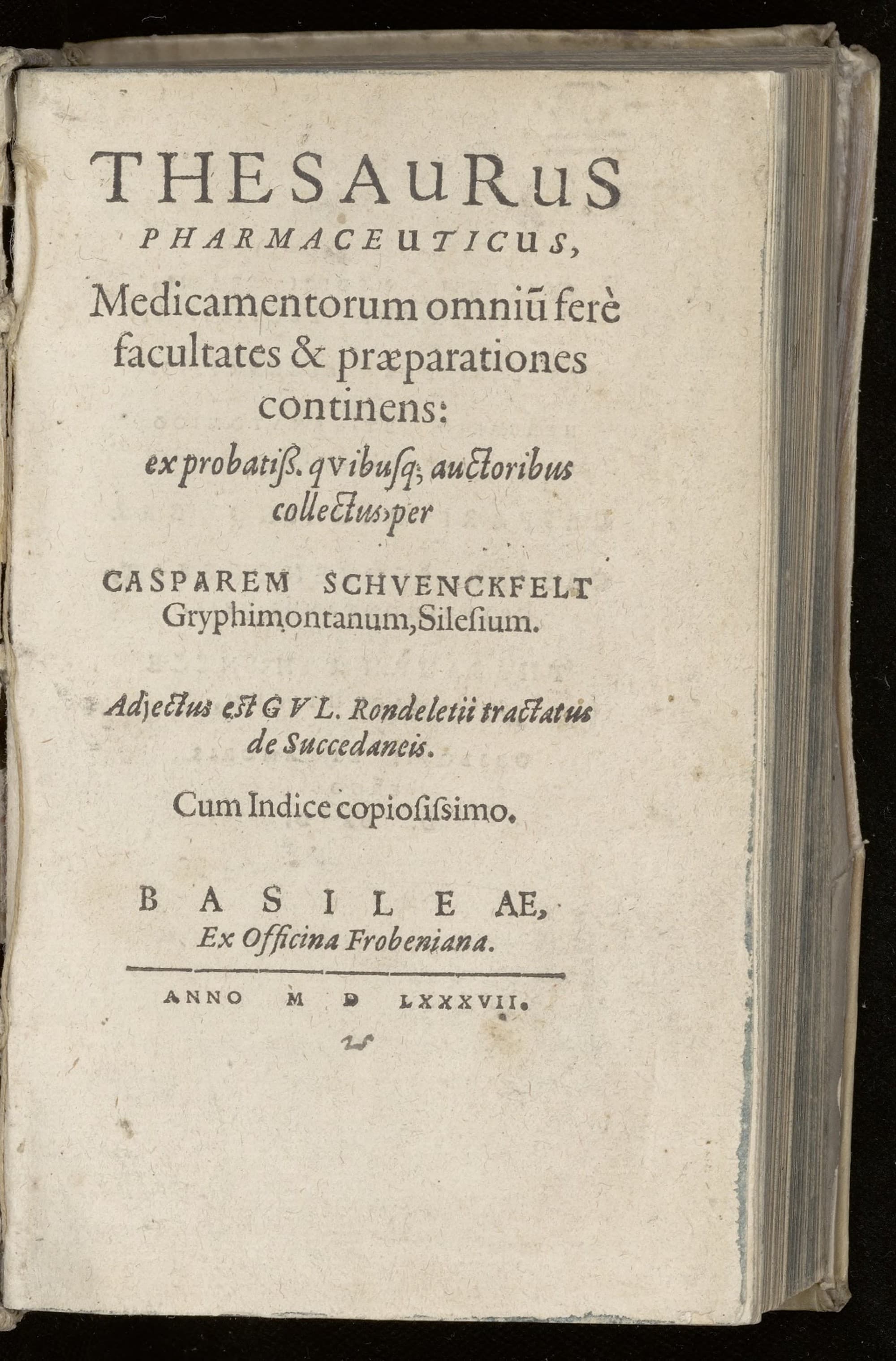 Thesaurus pharmaceuticus, medicamentorum, omnium fere facultates & praeparationes continens. Tractatus de succedaneis