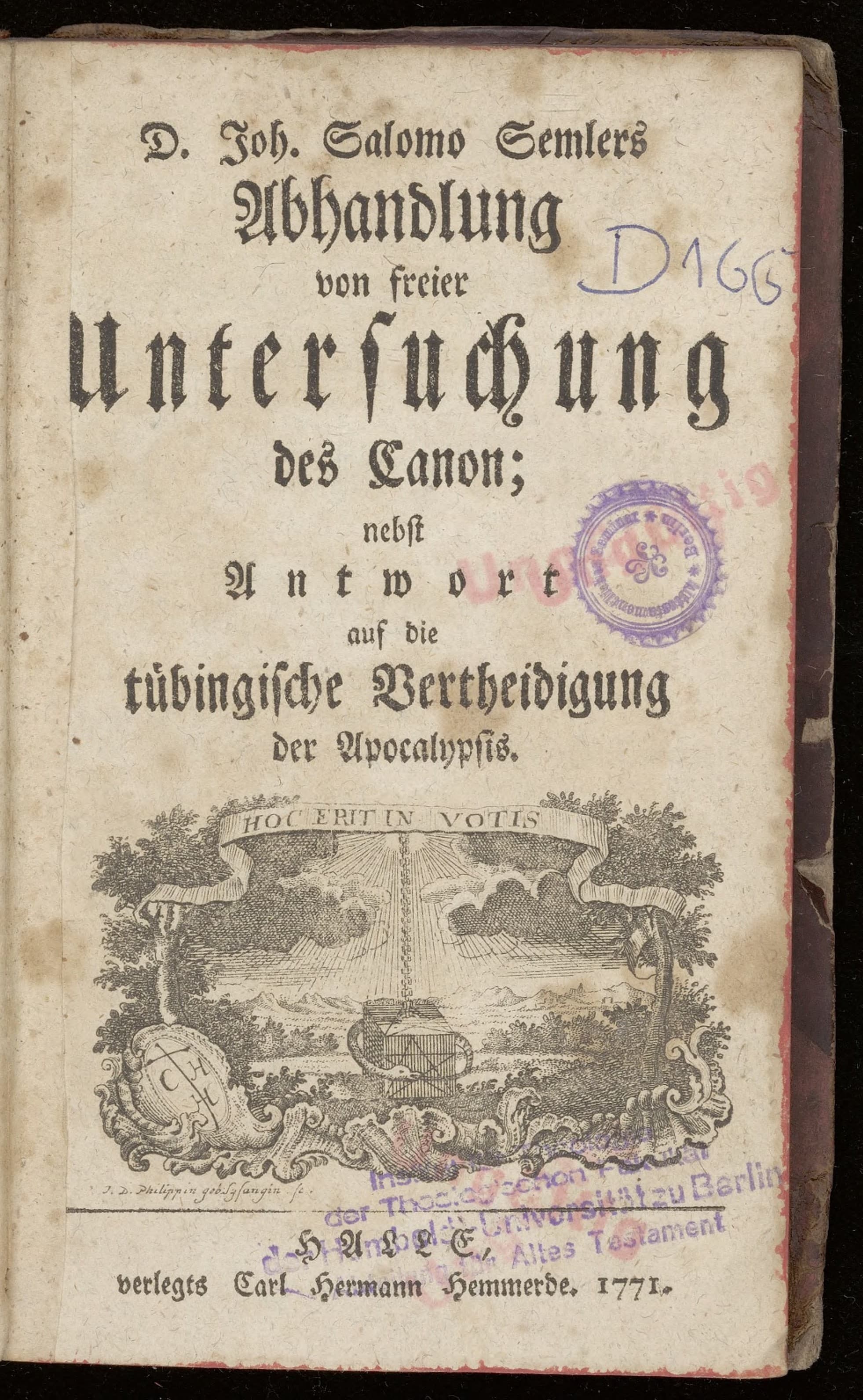 Abhandlung von freier Untersuchung des Canon