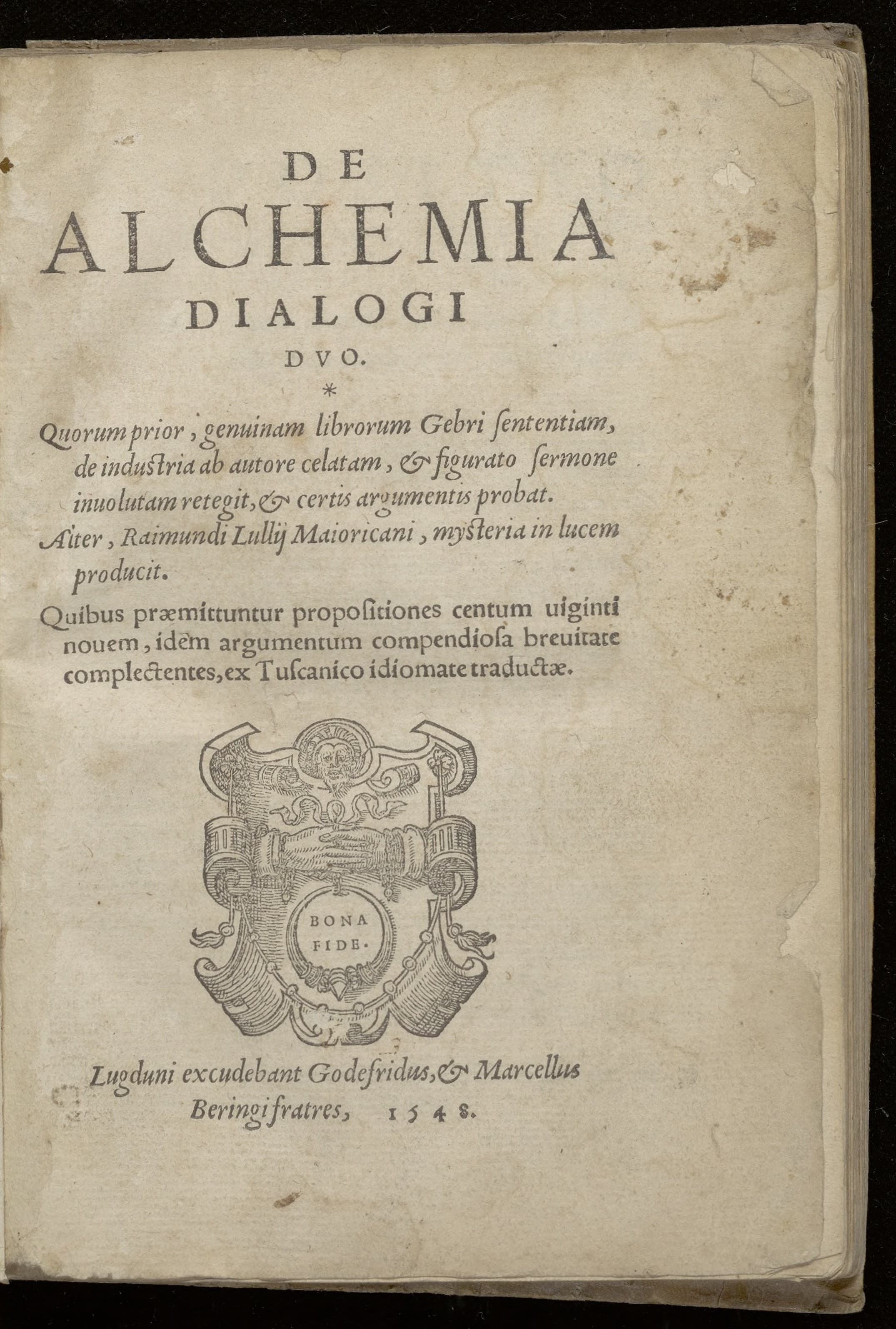 De alchemia dialogi duo. Sententia. Lignum vitae