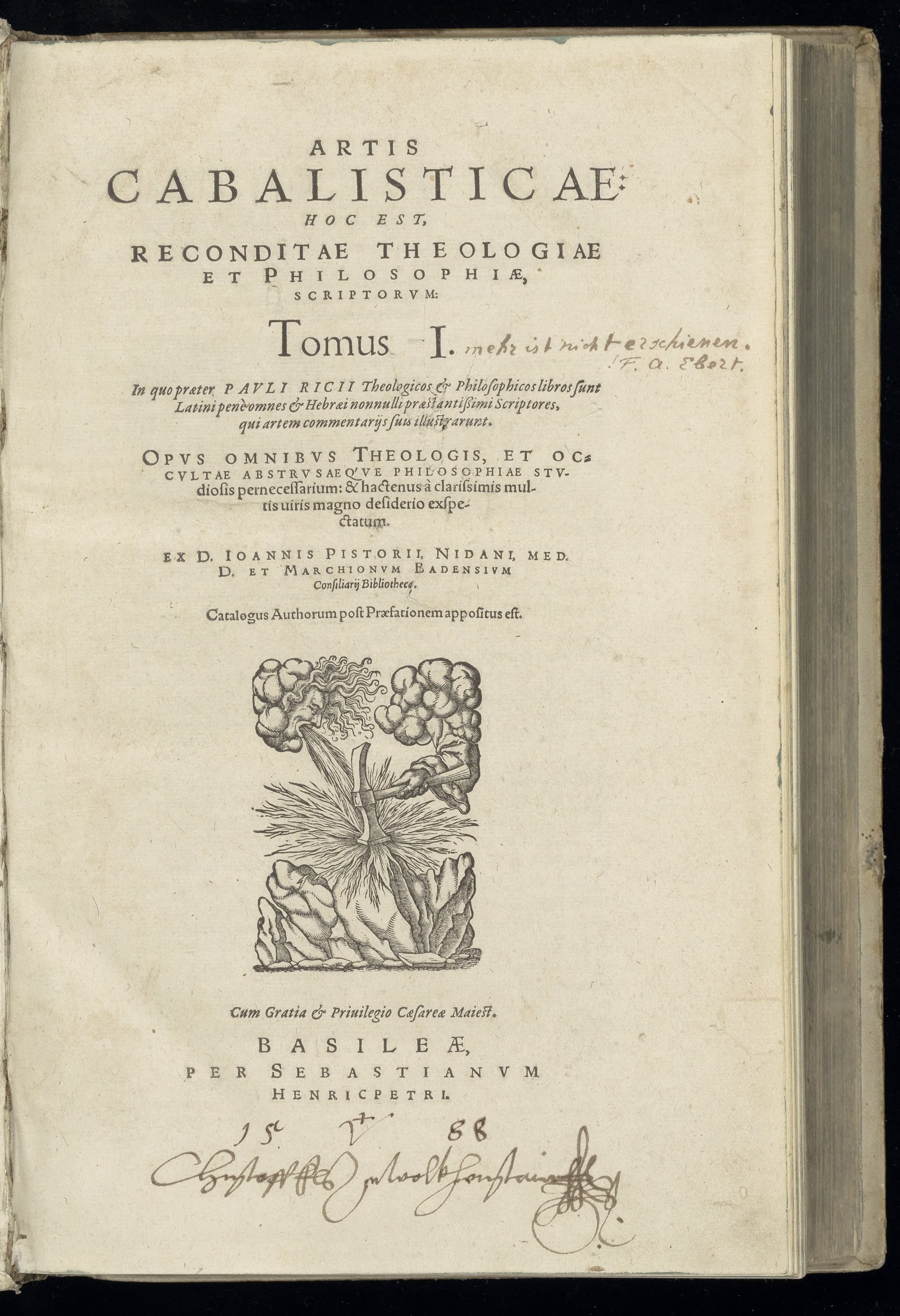 Artis cabalisticae. Tomus I