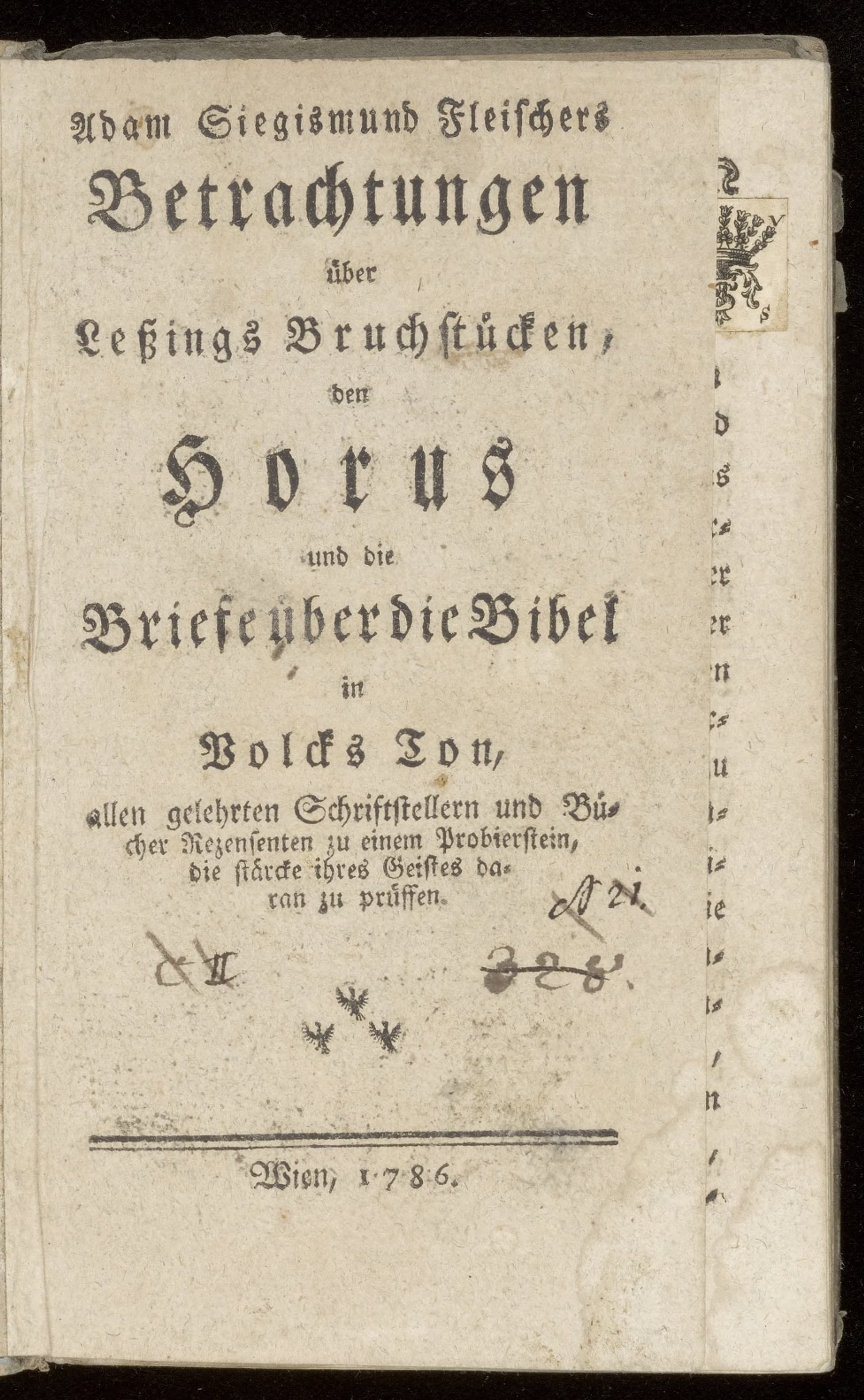 Betrachtungen ueber Lessings Bruchstücken