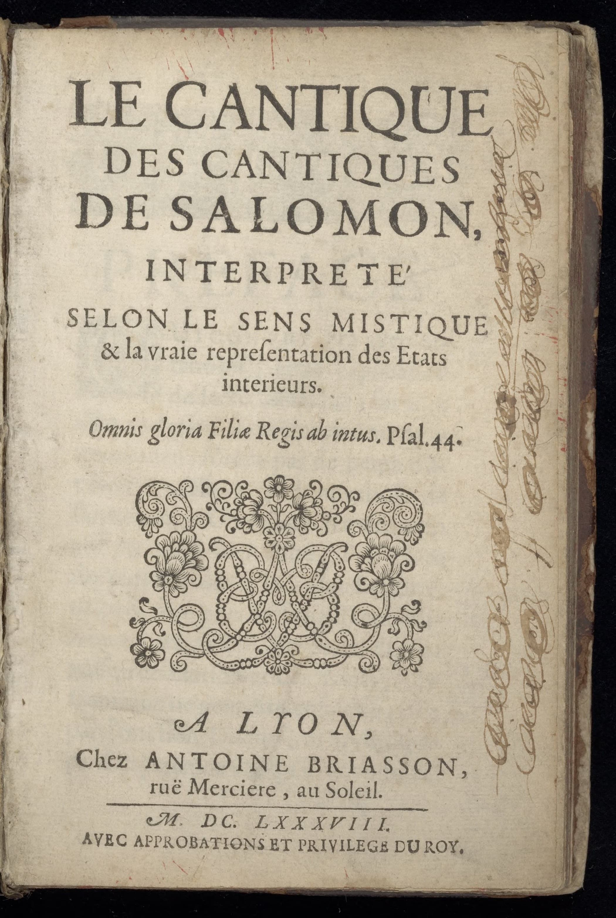 Le cantique des cantiques de Salomon