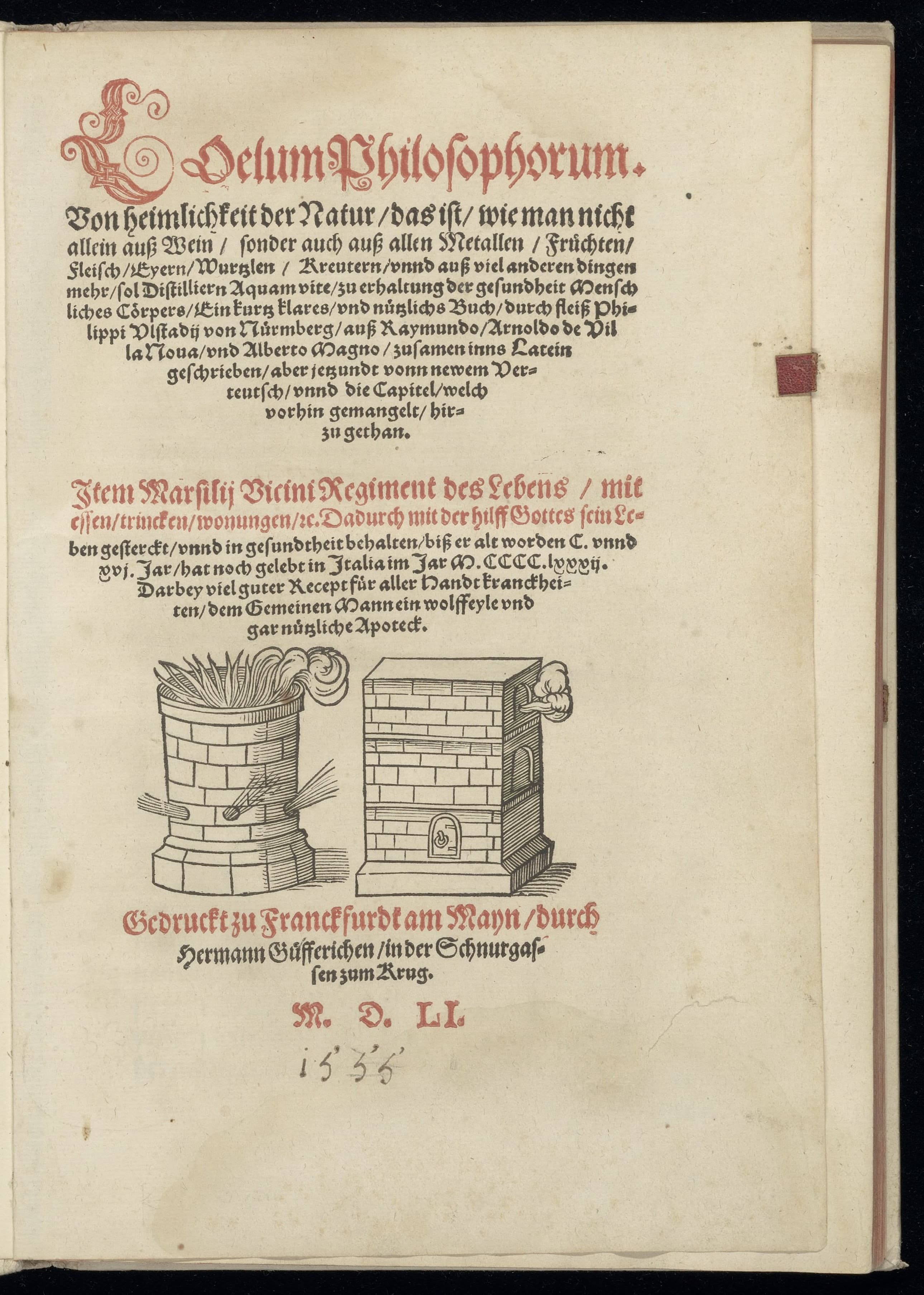 Coelum philosophorum. Von heimlichkeit der Natur.  Regiment des Lebens