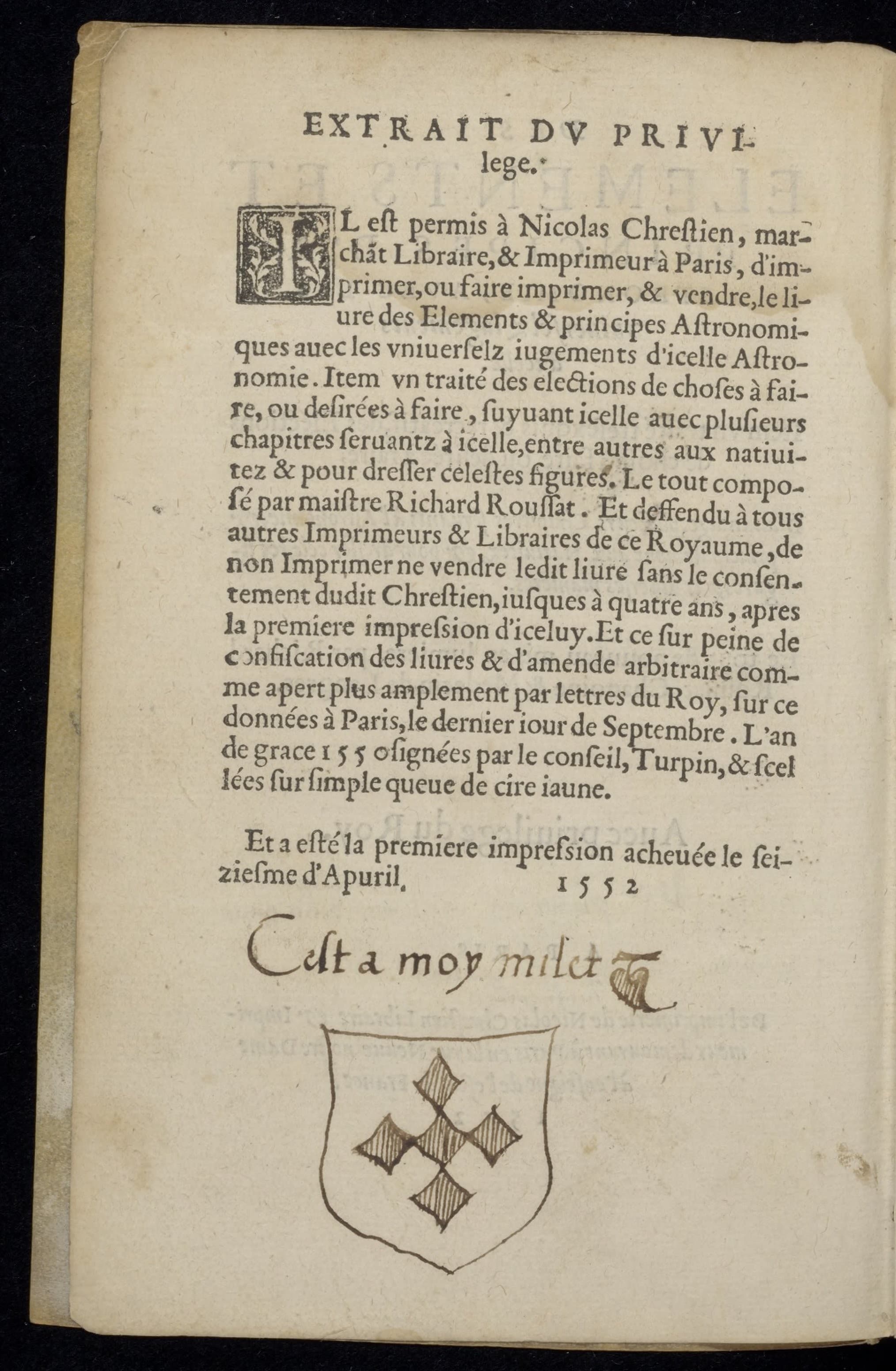 Des elements et principes d'astronomie