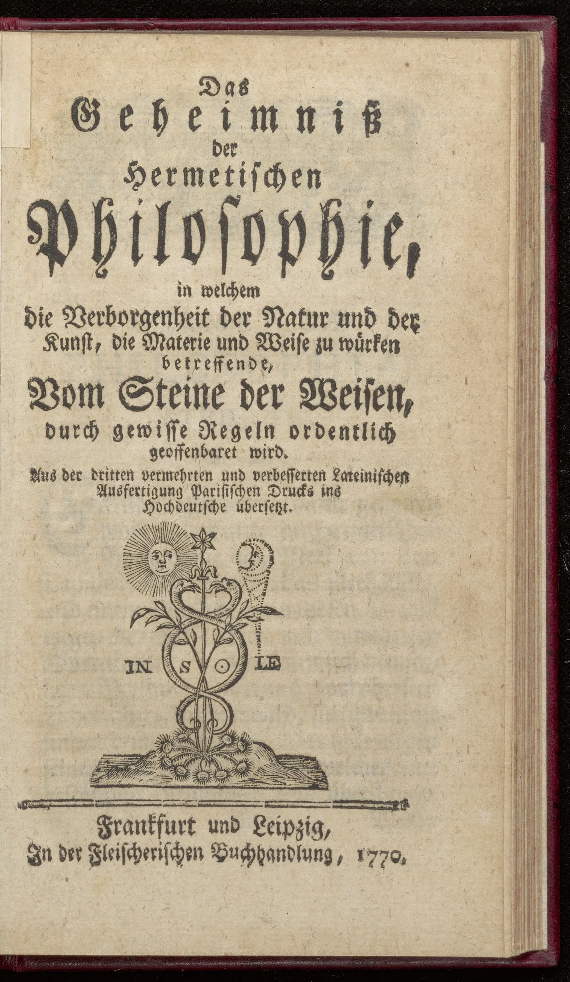 Das Geheimniss der hermetischen Philosophie