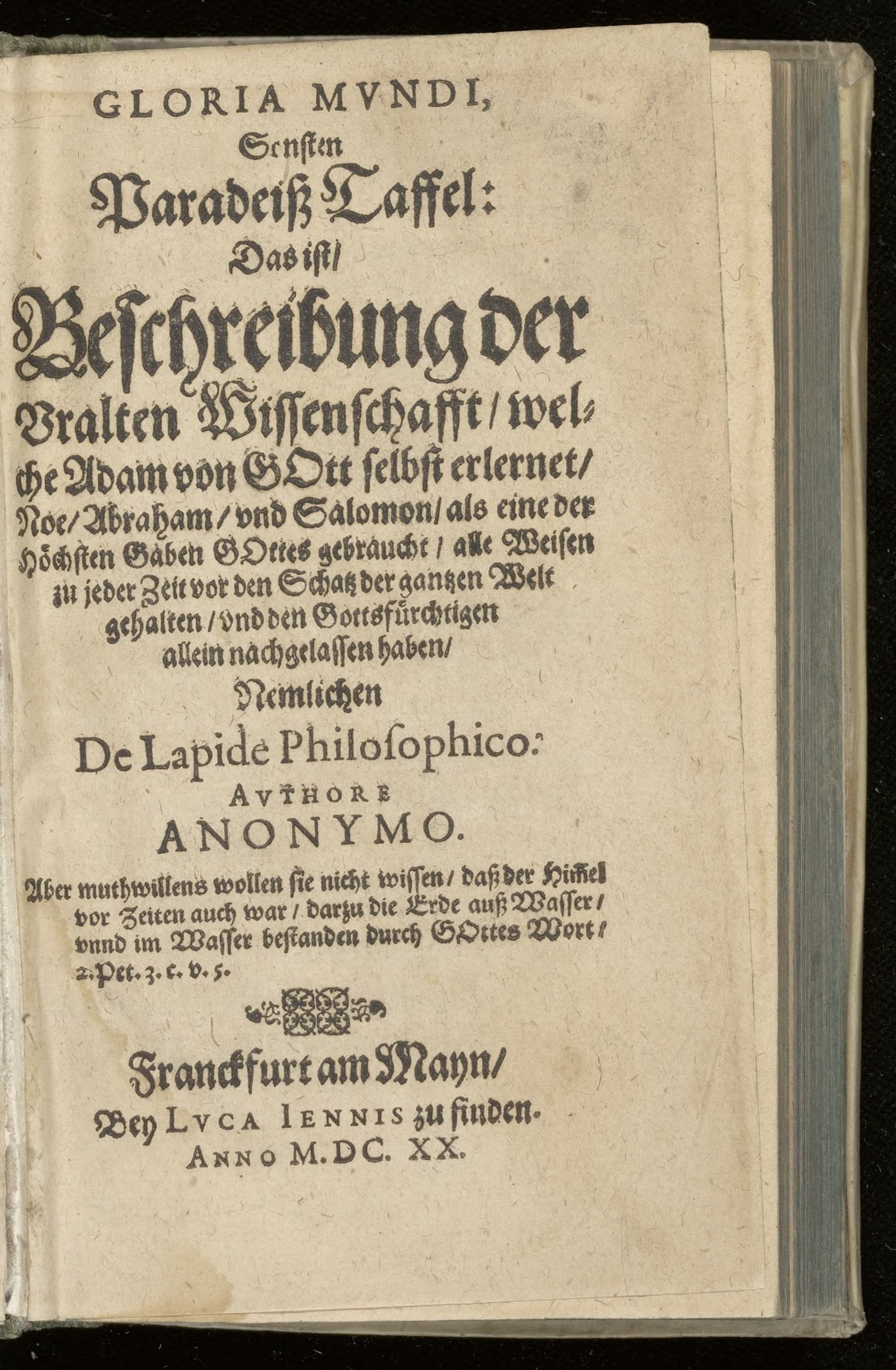 Gloria mundi, sonsten Paradeiss Taffel