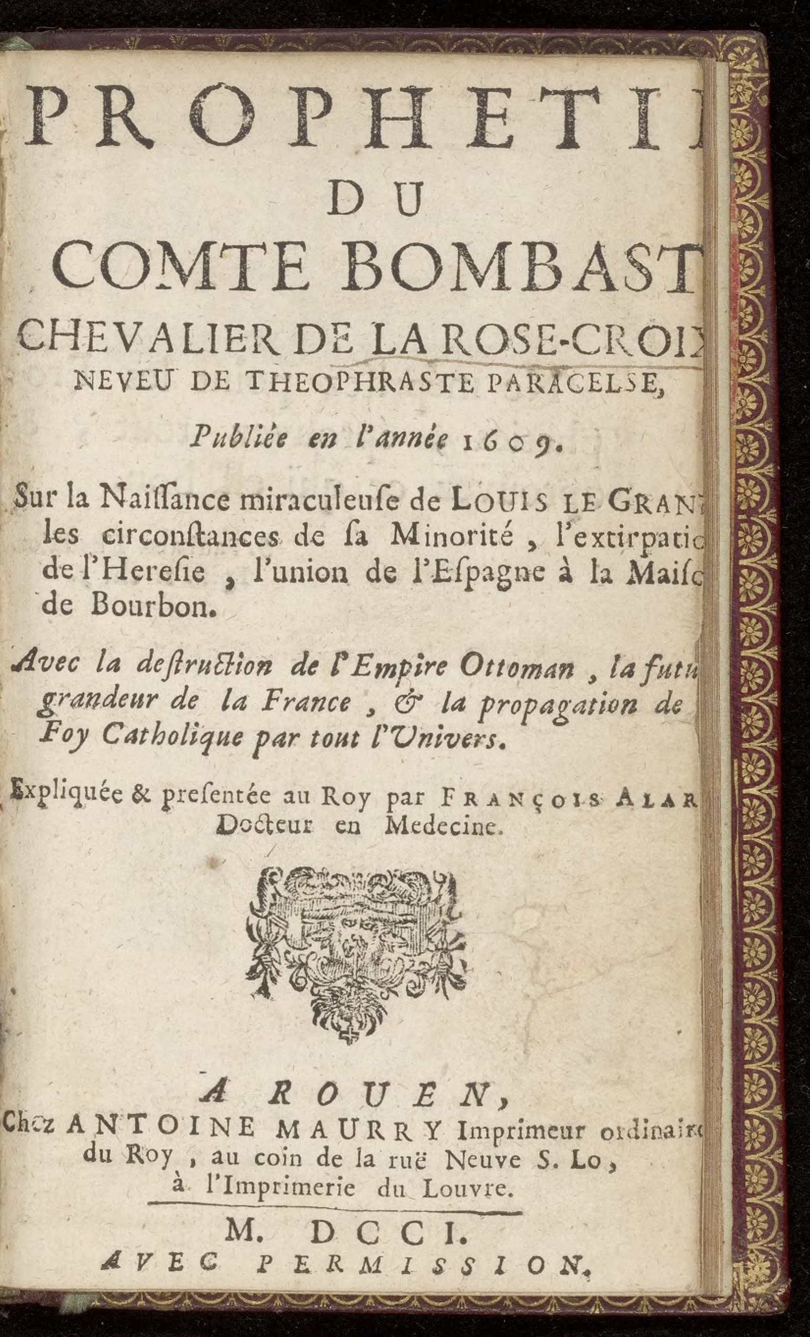 Prophetie du comte Bombaste chevalier de la Rose-Croix