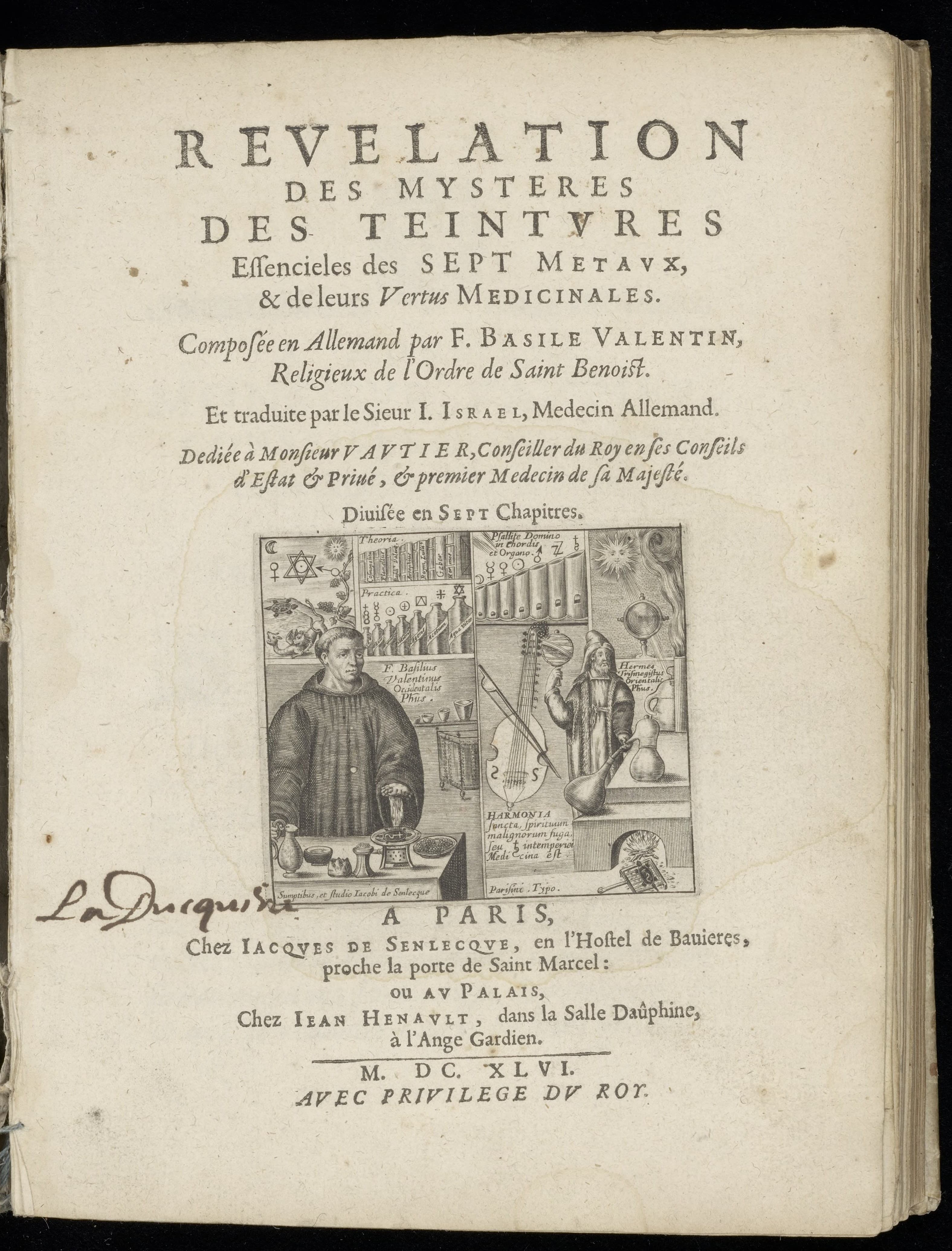 Revelation des mysteres des teintures essencieles des sept metaux et de leurs vertus medicinales