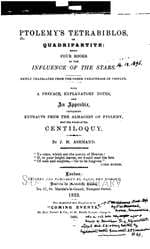 Ptolemy's Tetrabiblos, or Quadripartite