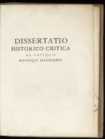 Historical-Critical Dissertation on the Ancient and New Manichaeans