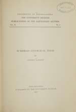 Sumerian Liturgical Texts