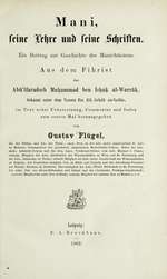 Mani: His Teachings and His Writings