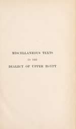 Miscellaneous Coptic Texts in the Dialect of Upper Egypt