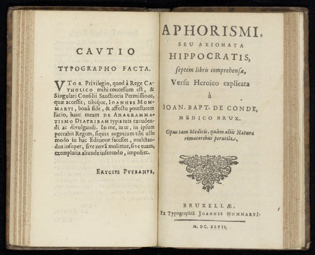 The Aphorisms of Hippocrates in Heroic Verse