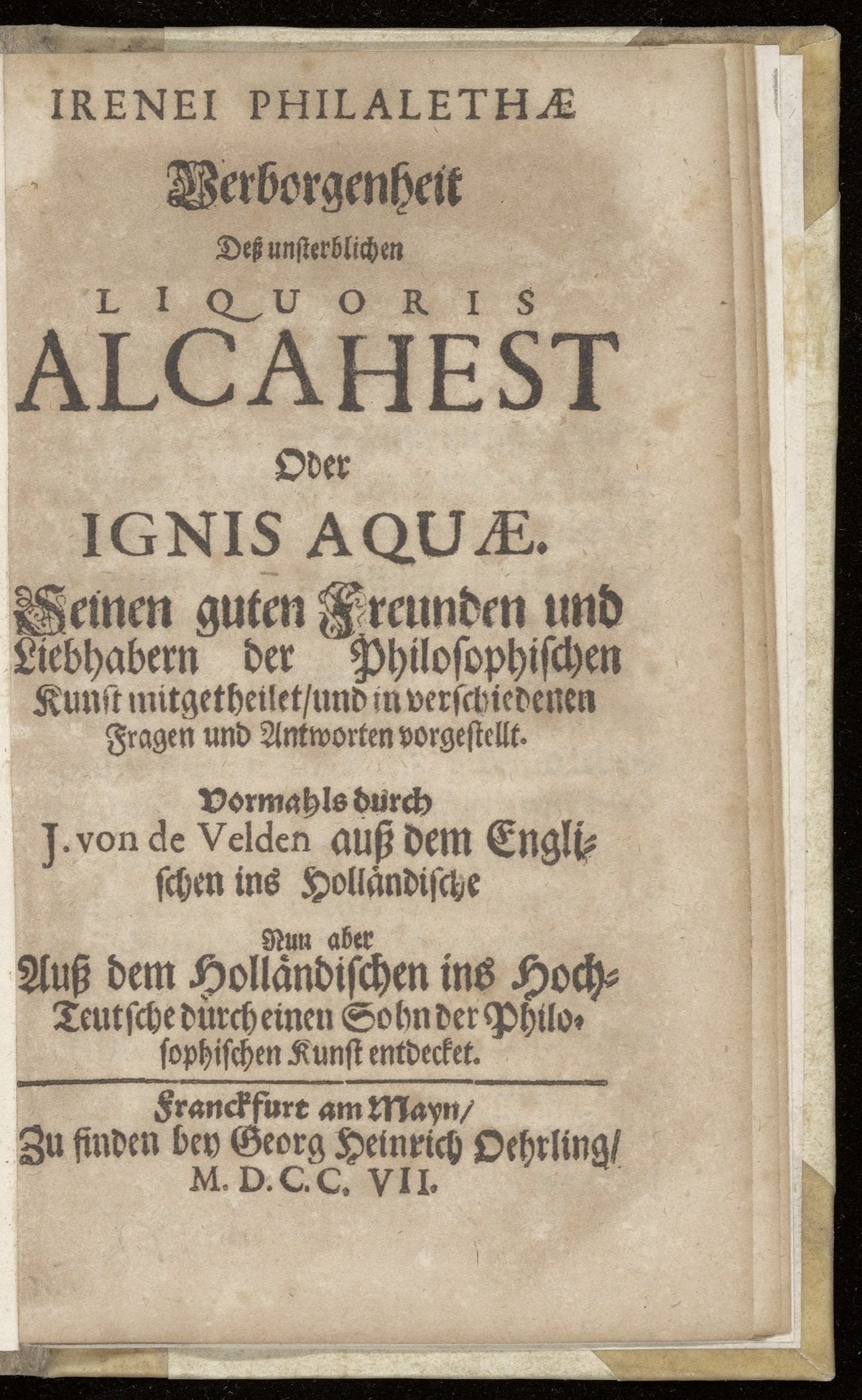 Verborgenheit des unsterblichen liquoris alcahest