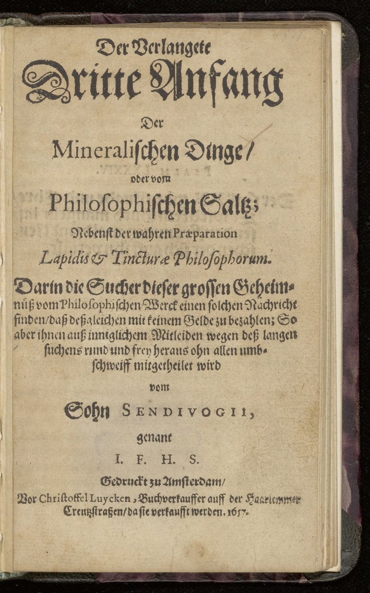 Der verlangete dritte Anfang der mineralischen Dinge