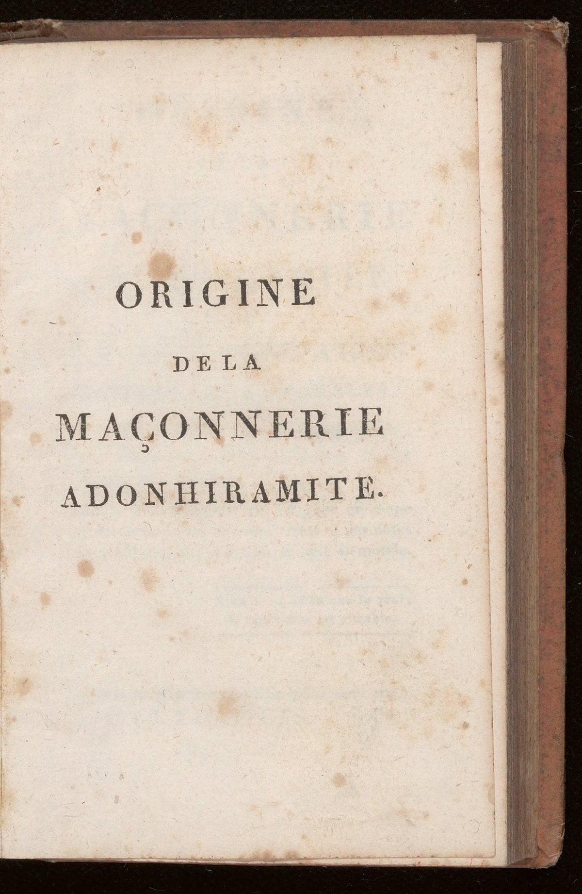 Origine de la maçonnerie adonhiramite